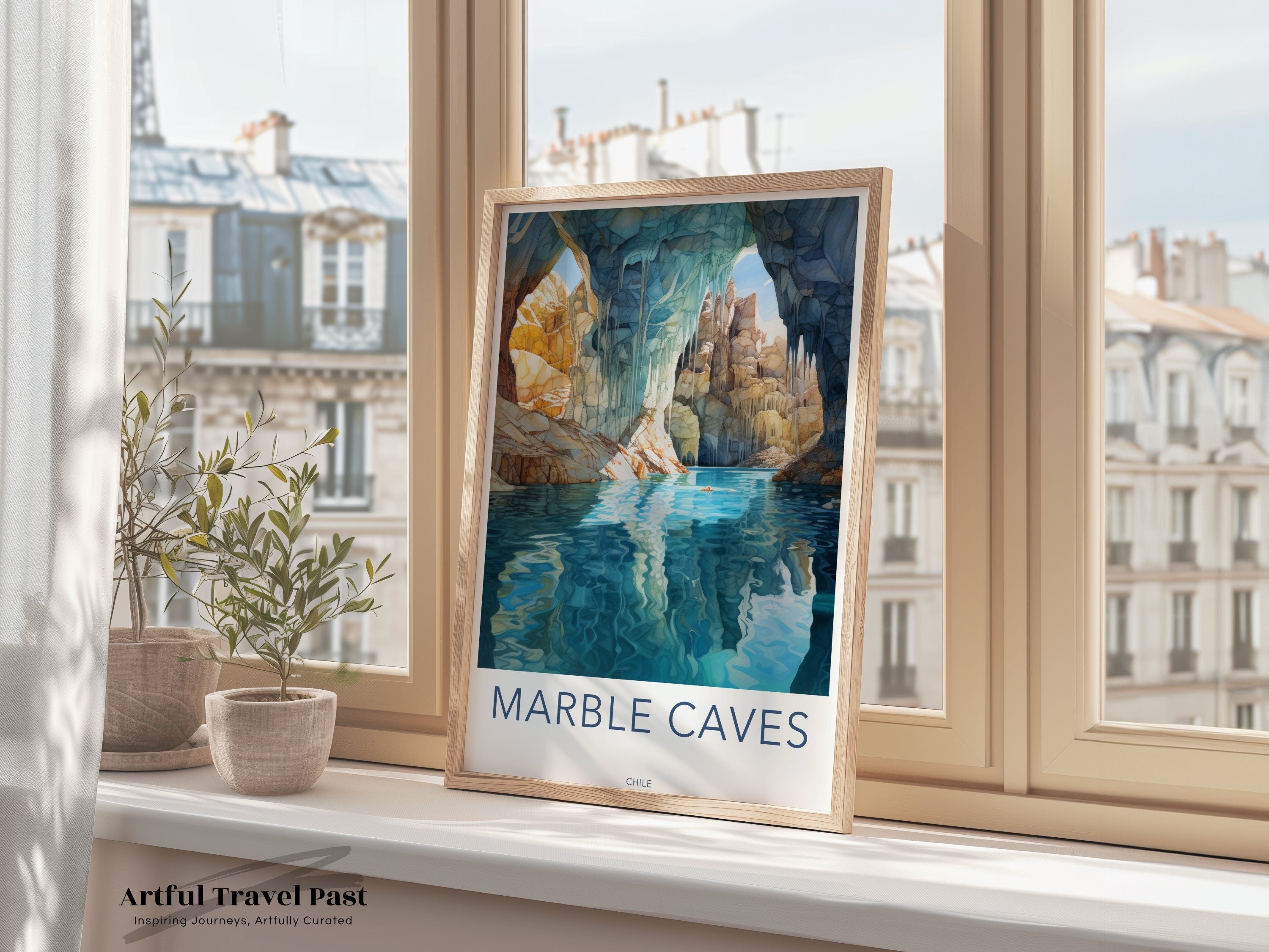 Marble Caves Wall Art, Stunning Chile Scenery, Nature Decor, Travel Poster, Natural Landscapes, Vibrant Abstract Homedecor