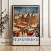 Nuremberg Christmas Market Wall Art, Festive Winter Scene Poster, Historical German Town Print, Snowy Village Artwork, Holiday Decor