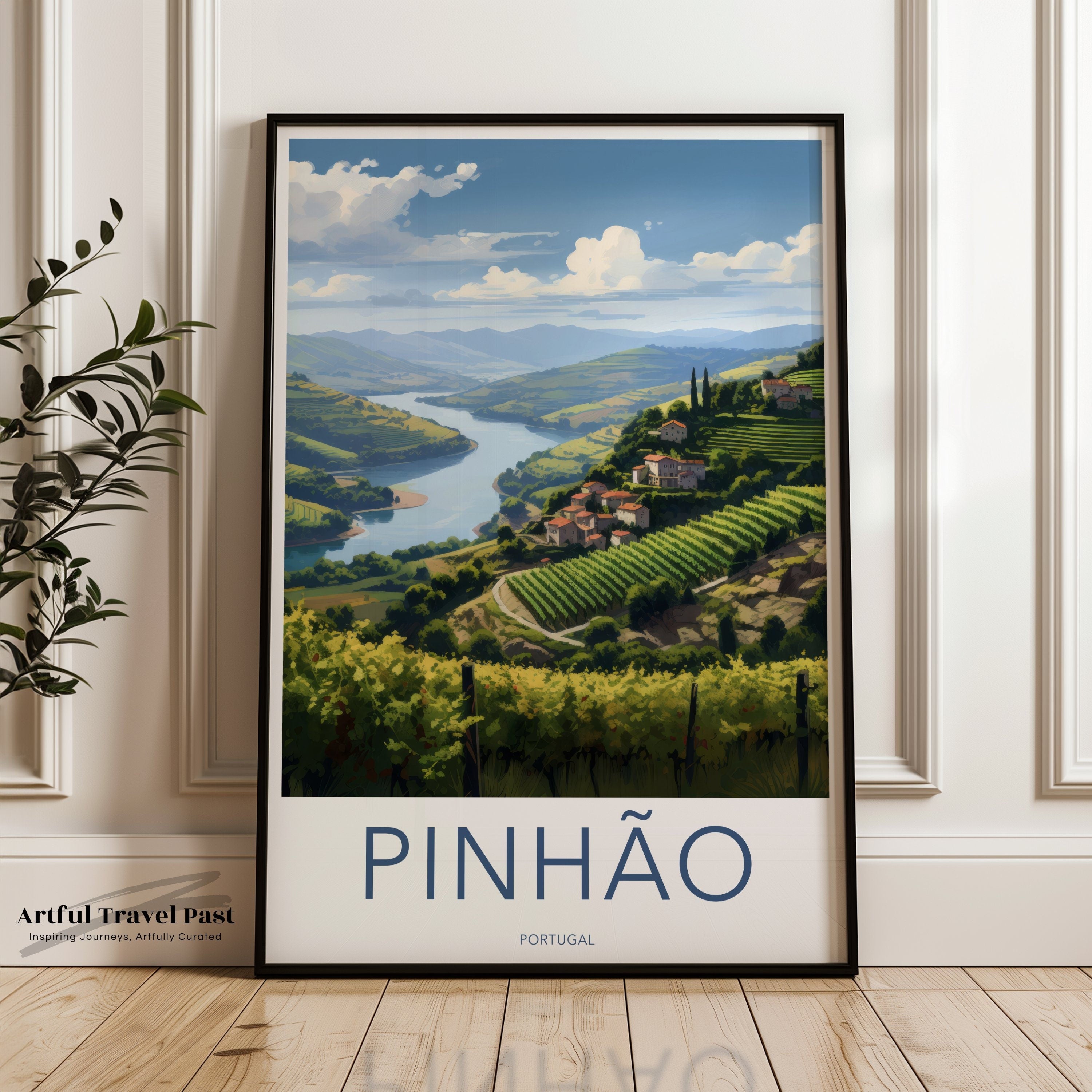 Pinhao Wall Art, Pinhao Portugal Poster, Scenic Douro Valley, Landscape Travel Art, Portuguese Countryside Print, River View Decor