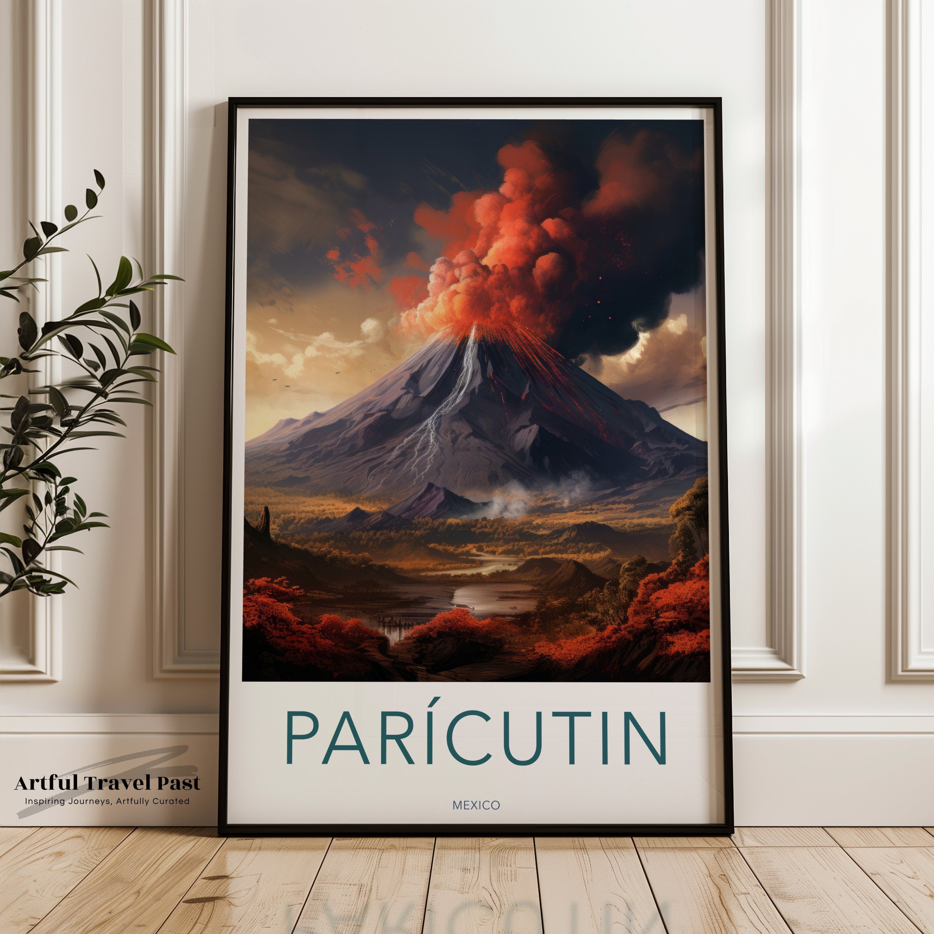 Parícutin Mexico Wall Art, Volcanic Eruption Poster, Historical Natural Landmark Decor, Mexican Landscape Print, Nature Lover Gift