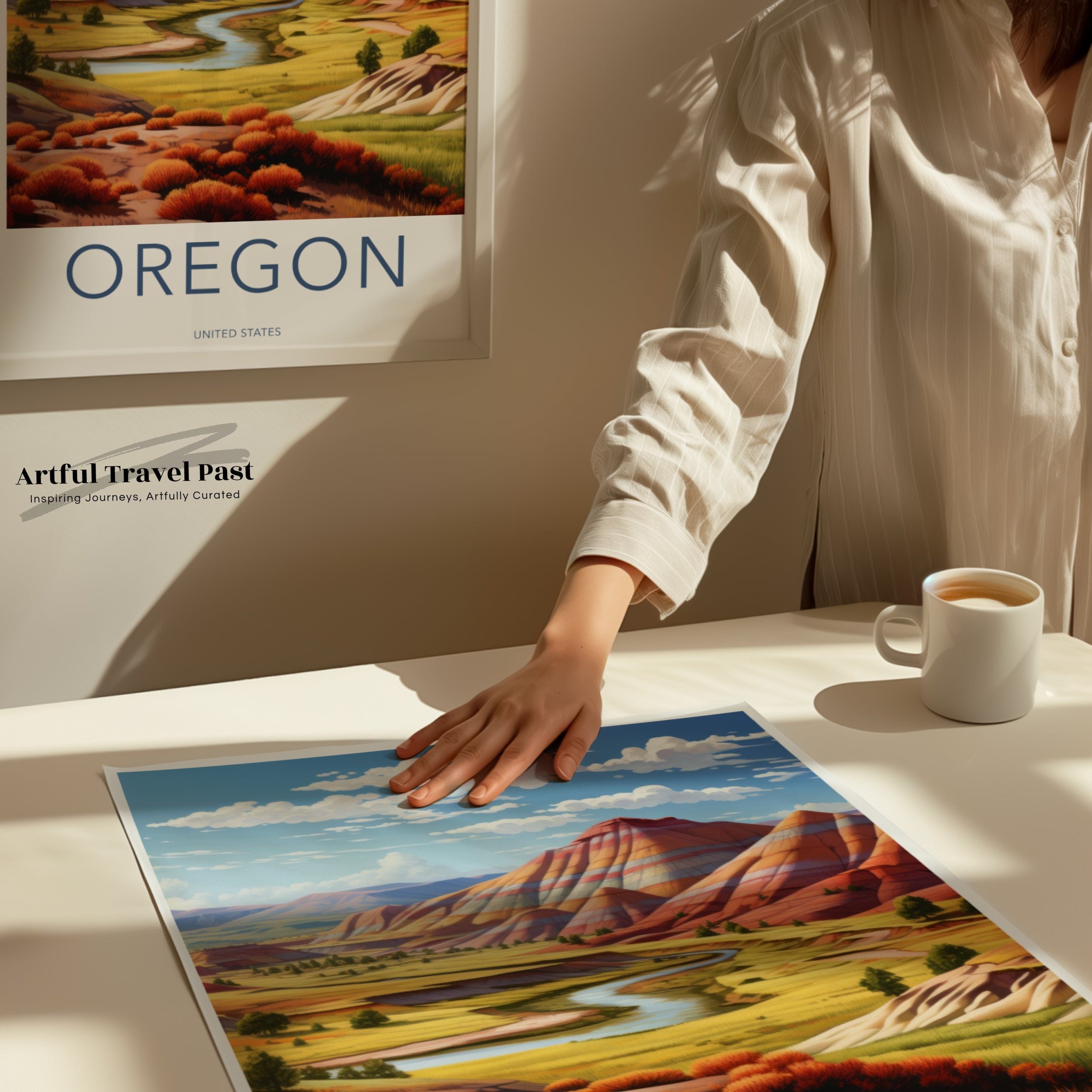 Scenic Oregon Landscape Wall Art, Vibrant Desert Mountain Poster, Colorful Nature Artwork, Unique Travel Gift, Pacific Northwest Decor