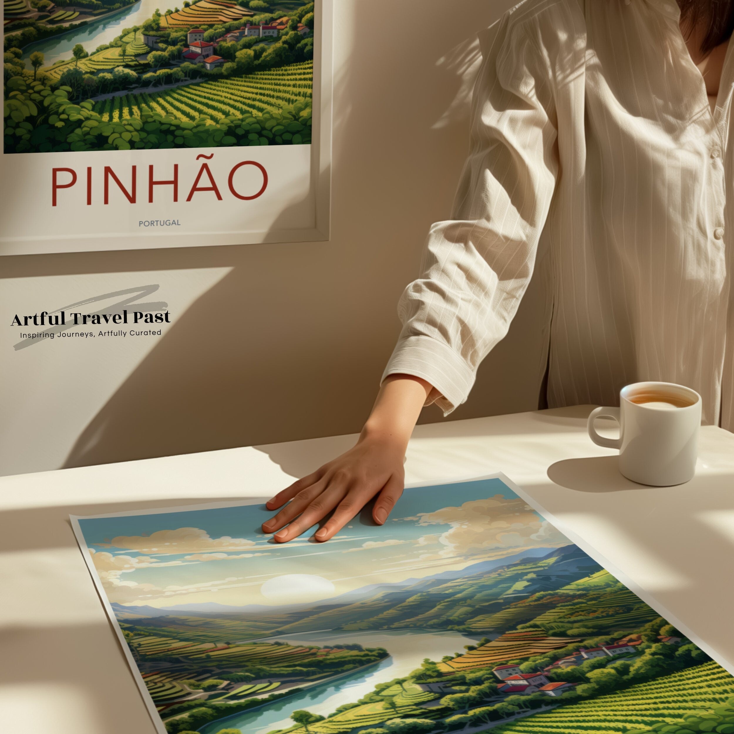 Pinhão Wall Art, Scenic Landscape Print, Portugal River Valley, Nature and Vineyard Art, Travel Poster, European Destination Decor