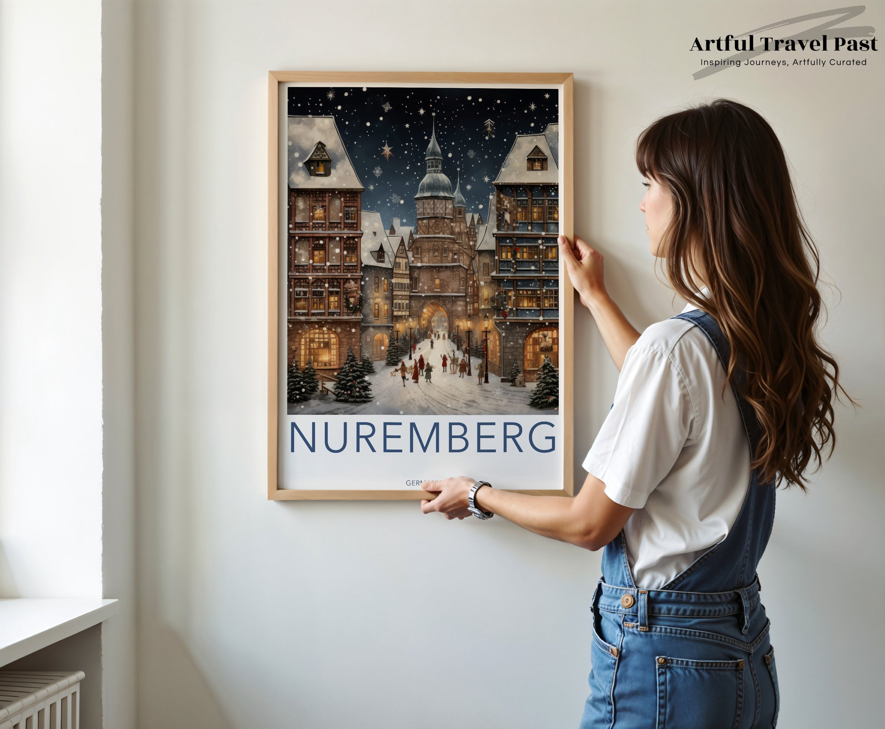 Nuremberg Wall Art, Winter Wonderland Print, Christmas Market Artwork, Bavarian Town Decor, Holiday Home Decor, Cozy Winter Scene