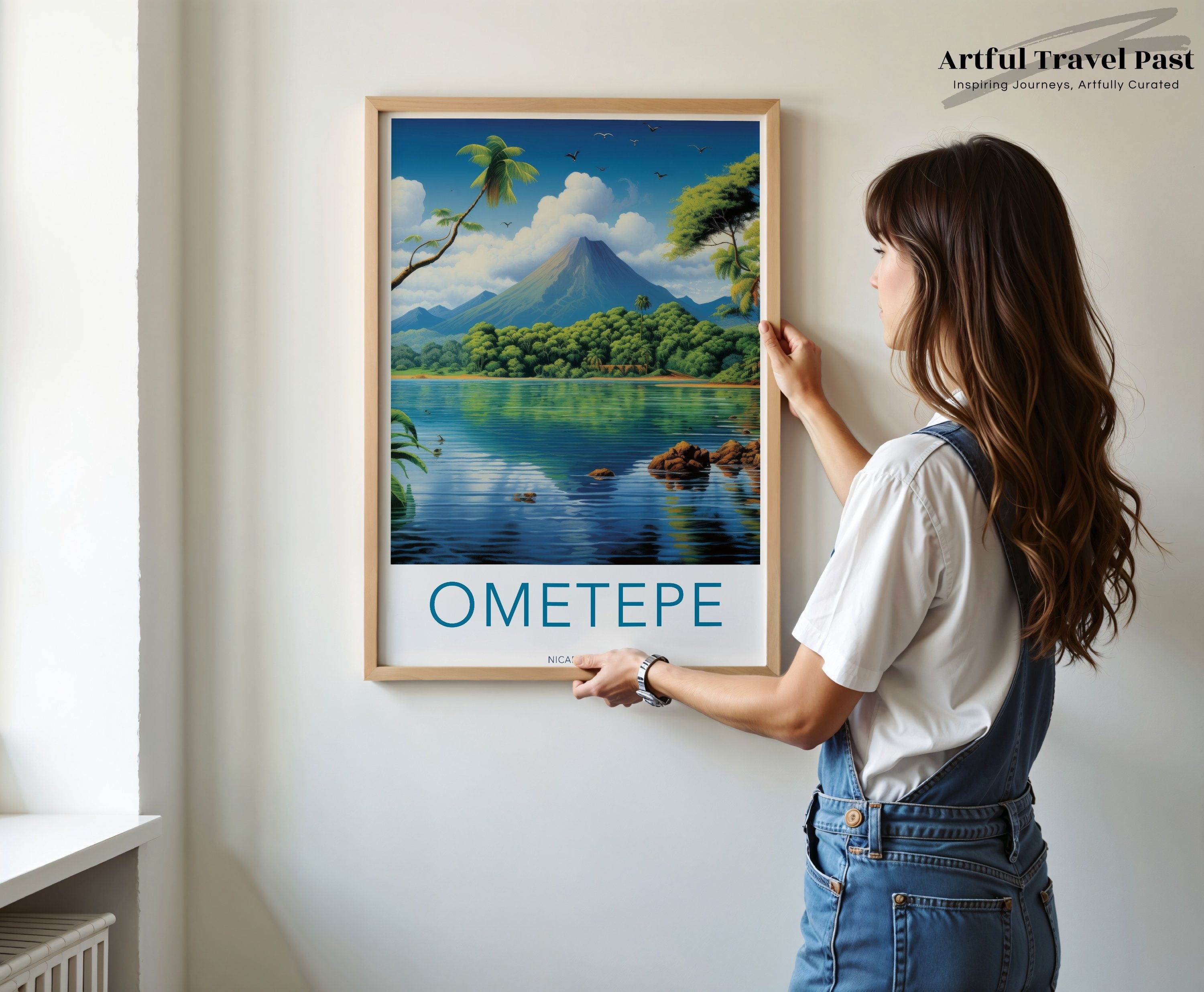 Ometepe Island Wall Art, Nicaragua Travel Poster, Volcanic Island Print, Nature Landscape Art, Tropical Decor, Artistic Home Decor