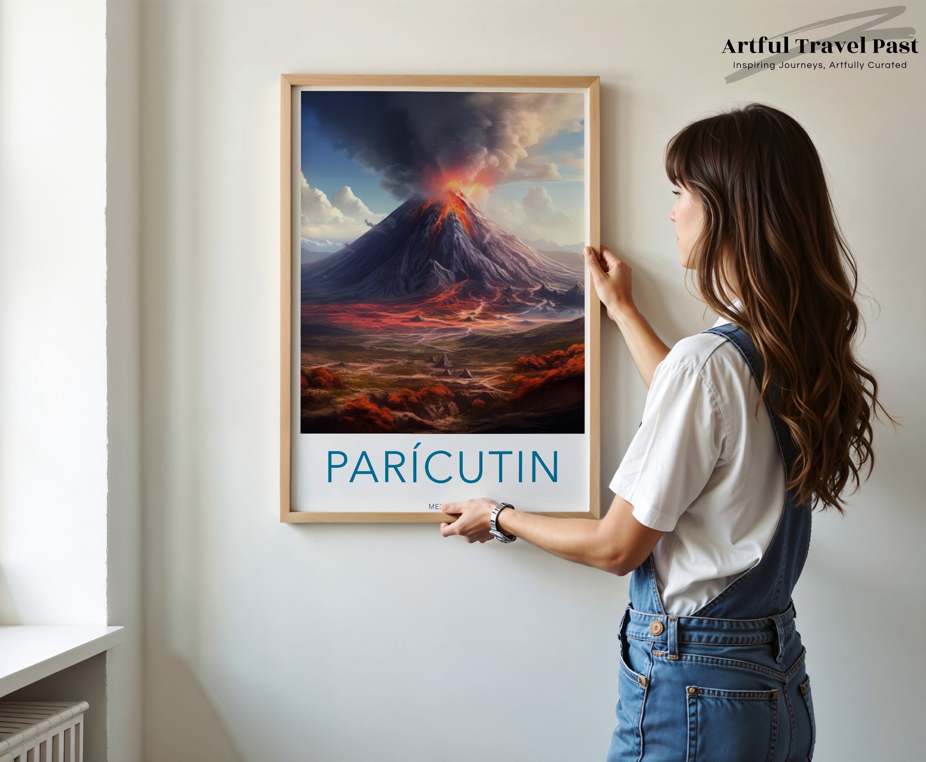 Paricutin Volcano Eruption Poster, Scenic Mexican Landscape, Vibrant Wall Art, Nature Lover Gift, Travel Print, Home Decor