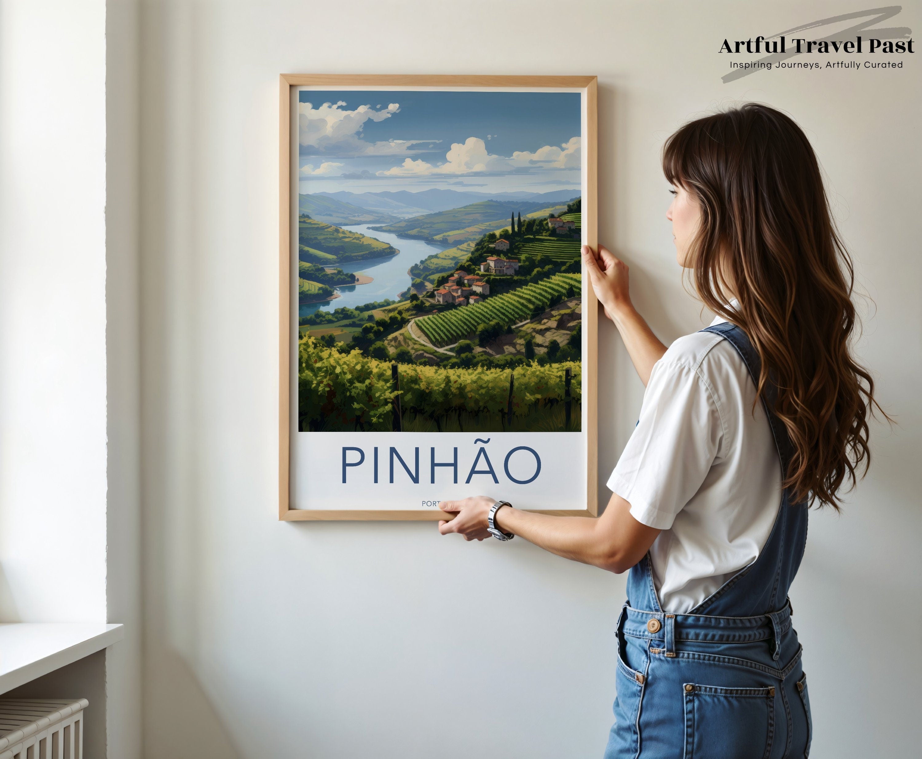 Pinhao Wall Art, Pinhao Portugal Poster, Scenic Douro Valley, Landscape Travel Art, Portuguese Countryside Print, River View Decor