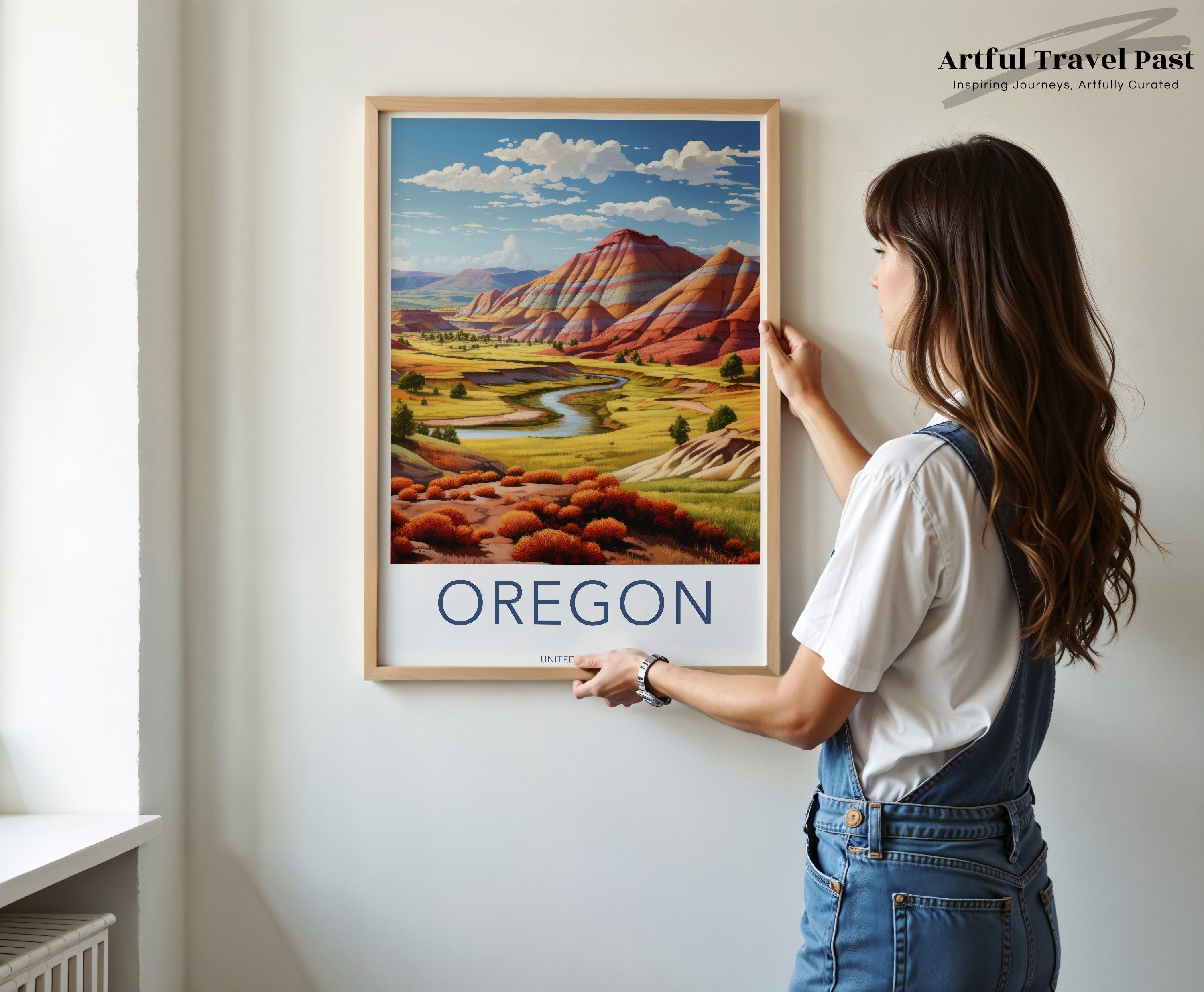 Scenic Oregon Landscape Wall Art, Vibrant Desert Mountain Poster, Colorful Nature Artwork, Unique Travel Gift, Pacific Northwest Decor