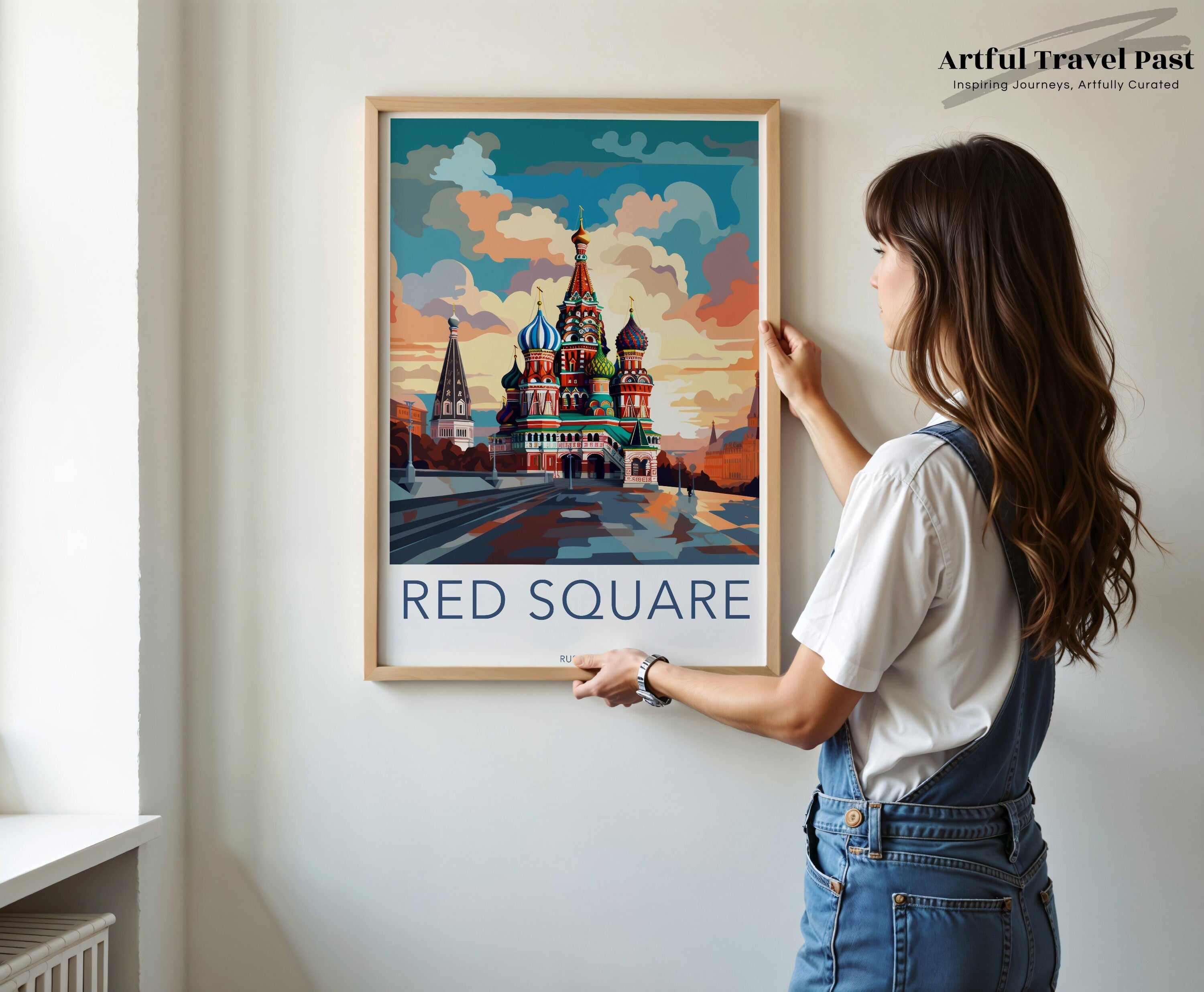 Red Square Wall Art Print, Moscow Skyline Poster, St Basil's Cathedral Illustration, Russia Travel Decor, Historic Landmark Artwork