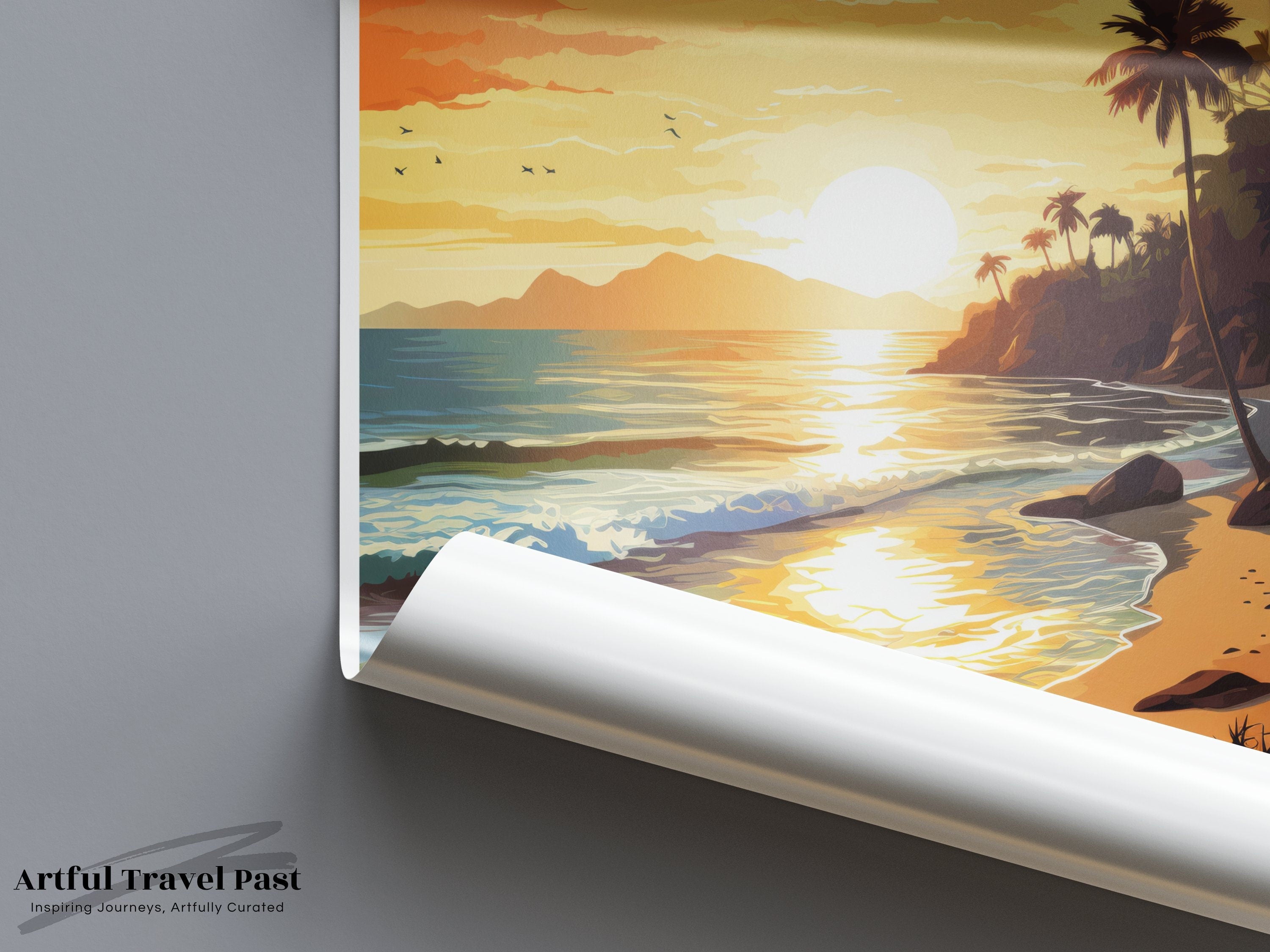 Quepos Costa Rica Sunset Beach Art, Tropical Paradise Wall Print, Coastal Decor, Nature Landscape Poster, Eco-Friendly Artwork