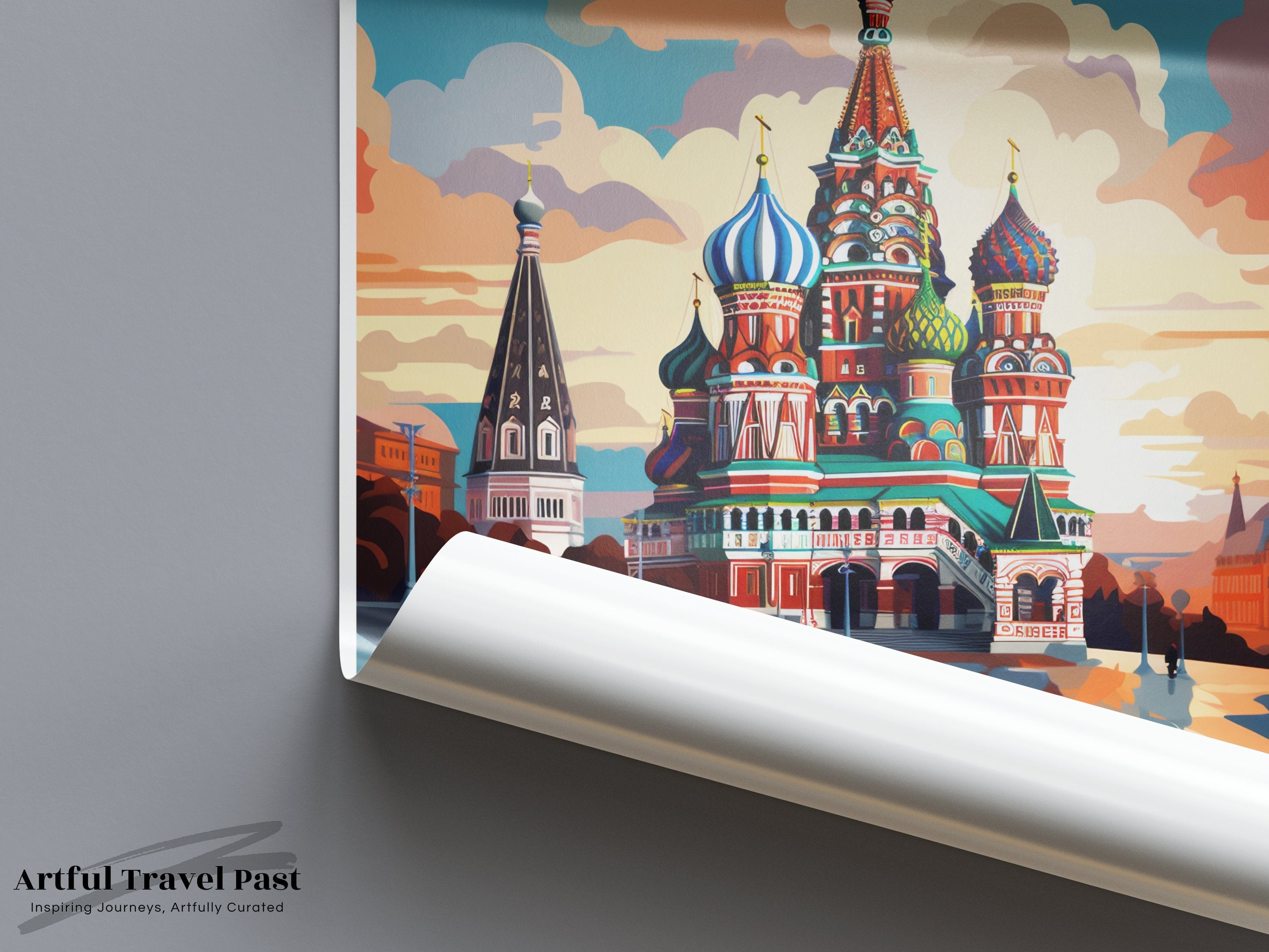 Red Square Wall Art Print, Moscow Skyline Poster, St Basil's Cathedral Illustration, Russia Travel Decor, Historic Landmark Artwork