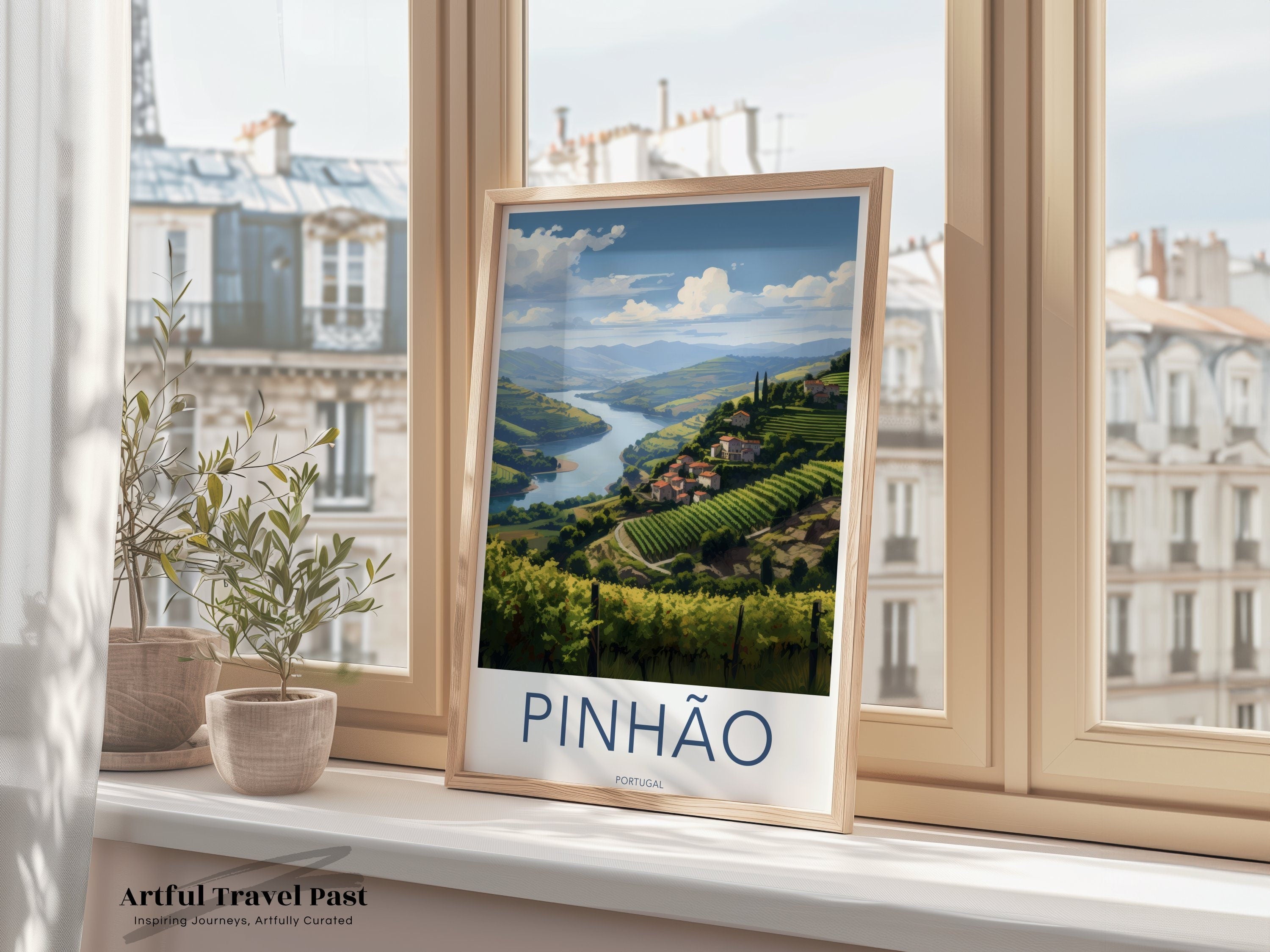 Pinhao Wall Art, Pinhao Portugal Poster, Scenic Douro Valley, Landscape Travel Art, Portuguese Countryside Print, River View Decor