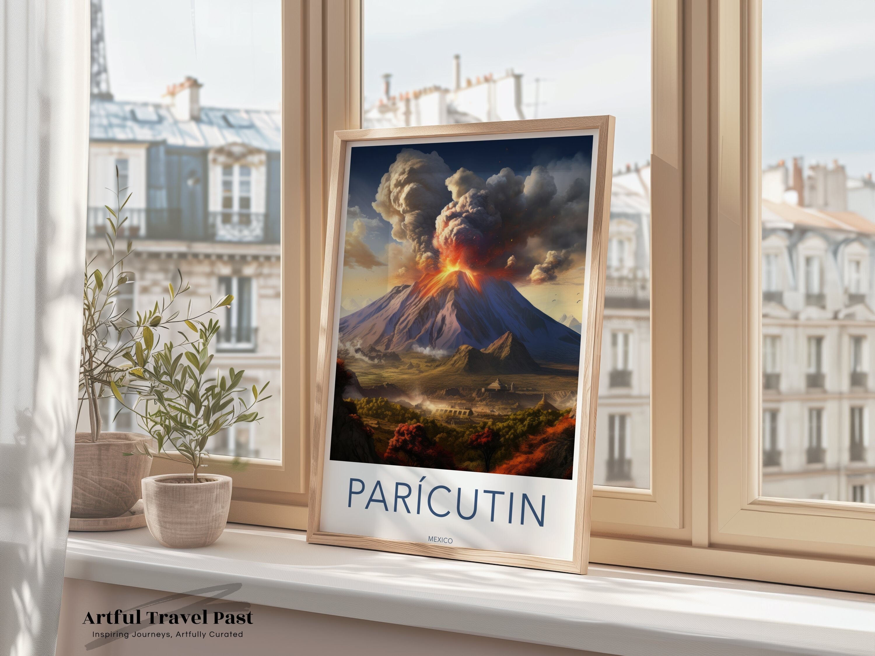 Paricutin Volcano Poster, Mexican Landscape Art, Historical Wall Decor, Cultural Landmark Print, Natural Beauty Artwork