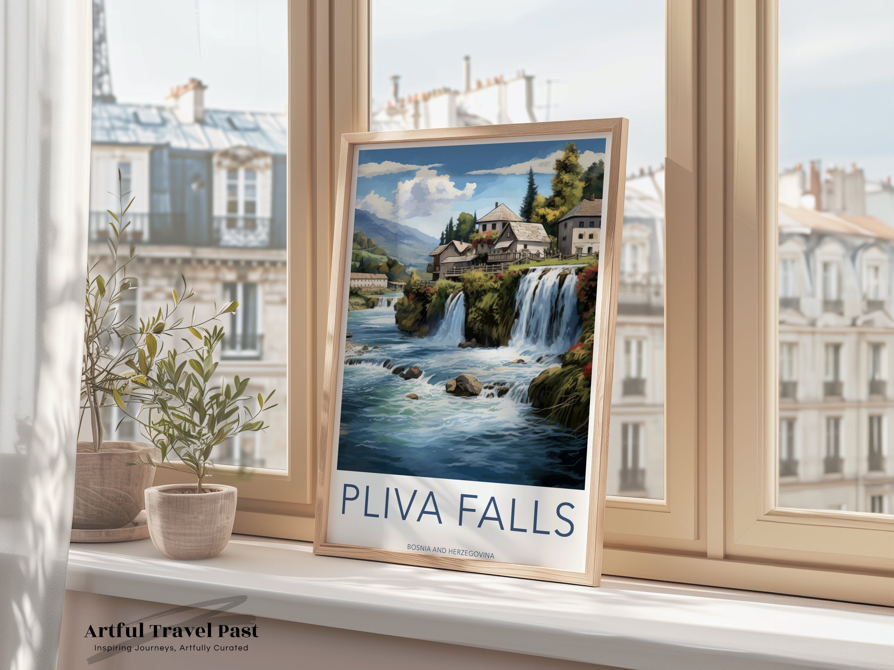 Pliva Falls Wall Art, Bosnia and Herzegovina Waterfall Print, Nature Scenic Poster, Travel Destination Artwork, Home Décor Gift Idea