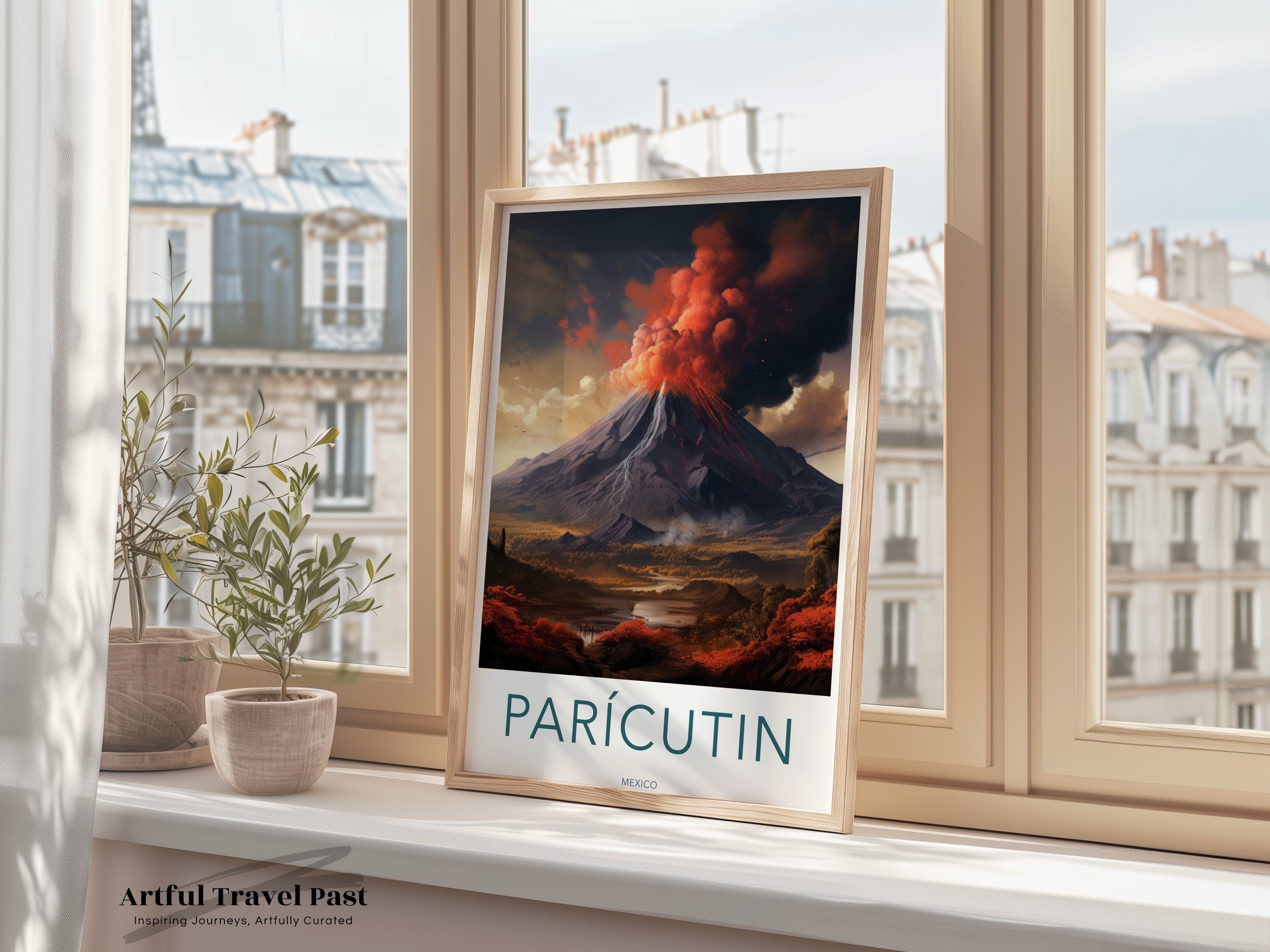 Parícutin Mexico Wall Art, Volcanic Eruption Poster, Historical Natural Landmark Decor, Mexican Landscape Print, Nature Lover Gift