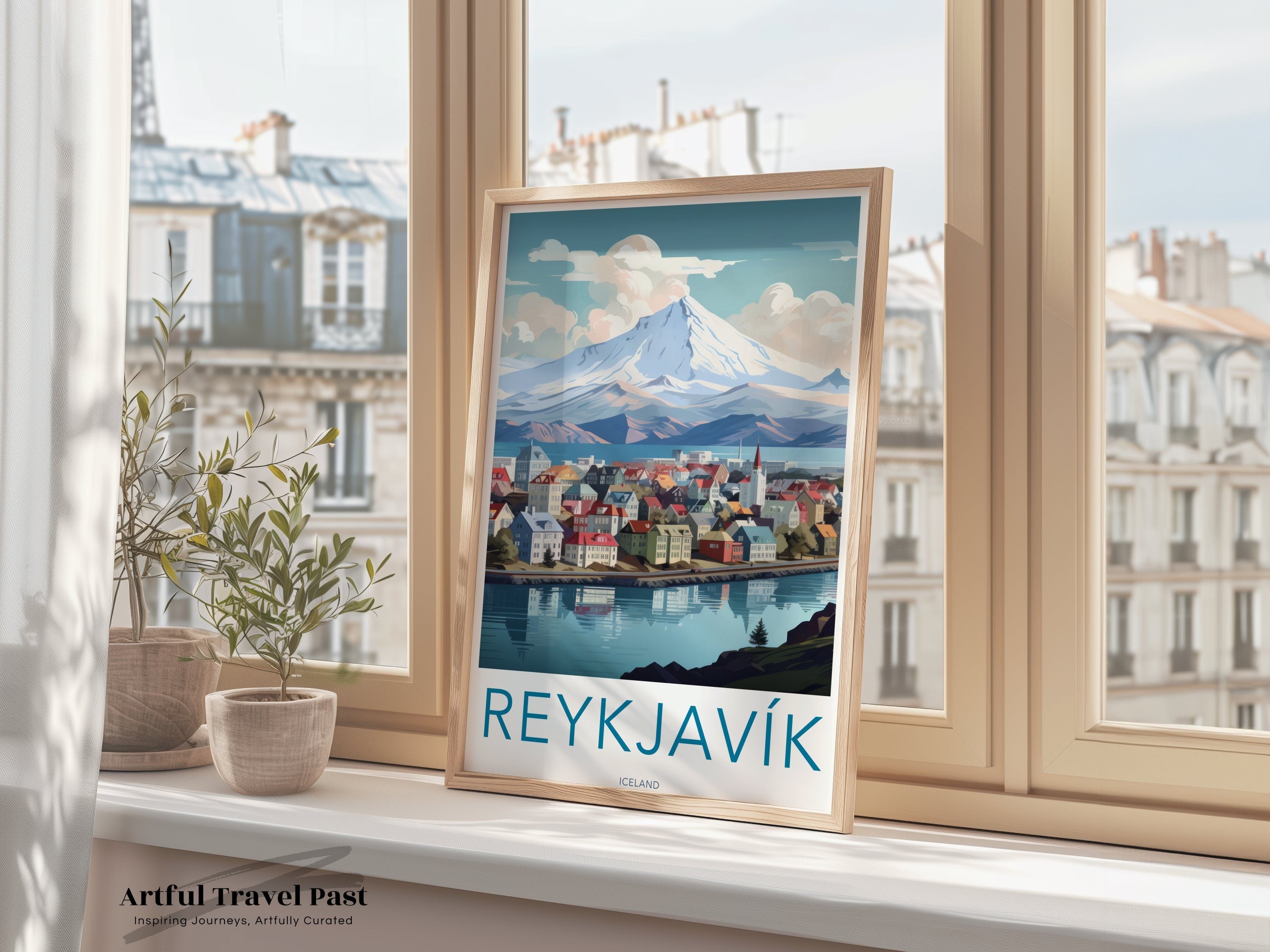 Reykjavik Iceland Wall Art, Nordic Landscape Print, Scandinavian Cityscape Poster, Travel Destination Artwork, Modern Home Decor