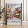 Rothenburg Wall Art, German Village Print, Vintage European Town Scene, Winter Snow Street, Historical Architecture, Holiday Decor