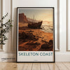 Skeleton Coast Namibia Wall Art, Abandoned Ship Beach Sunset Poster, Namibian Coastline Print, Historical Landscape Artwork, Travel Decor