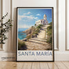 Santa Maria Coastal Path Wall Art, Italy Seaside Church Artwork, Scenic Chapel Print, Mediterranean Landscape Poster, European Decor