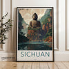 Sichuan Wall Art, Chinese Cultural Landmark Poster, Historical Travel Decor, Architectural Wonders, Natural Beauty Print