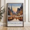 Strasbourg France Wall Art, European Winter Landscape Print, Christmas Market Scene, Historic City Architecture, Holiday Decor