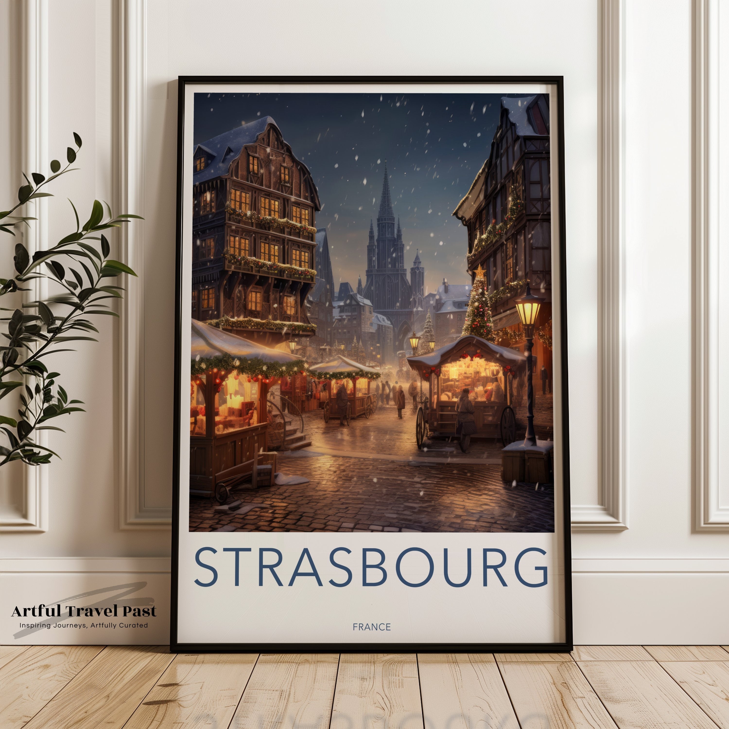 Strasbourg Wall Art, Historic Strasbourg Print, French Architecture Art, Strasbourg Decor, Holiday Season Print, Winter Scene Art, Europe