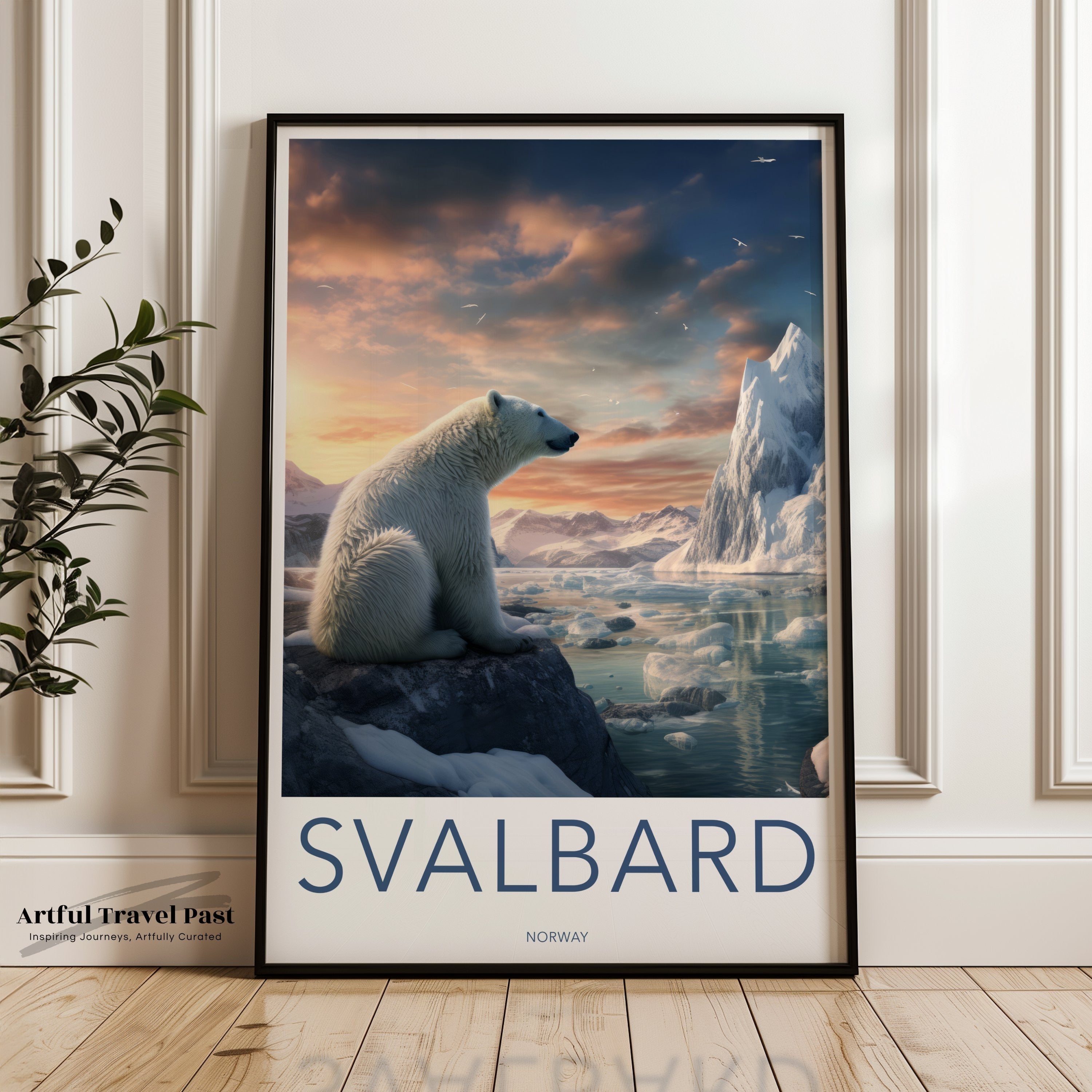 Arctic Polar Bear Landscape, Svalbard Scenic Wall Art, Norway Wilderness Print, Ice and Glacier Artwork, Nature Photography