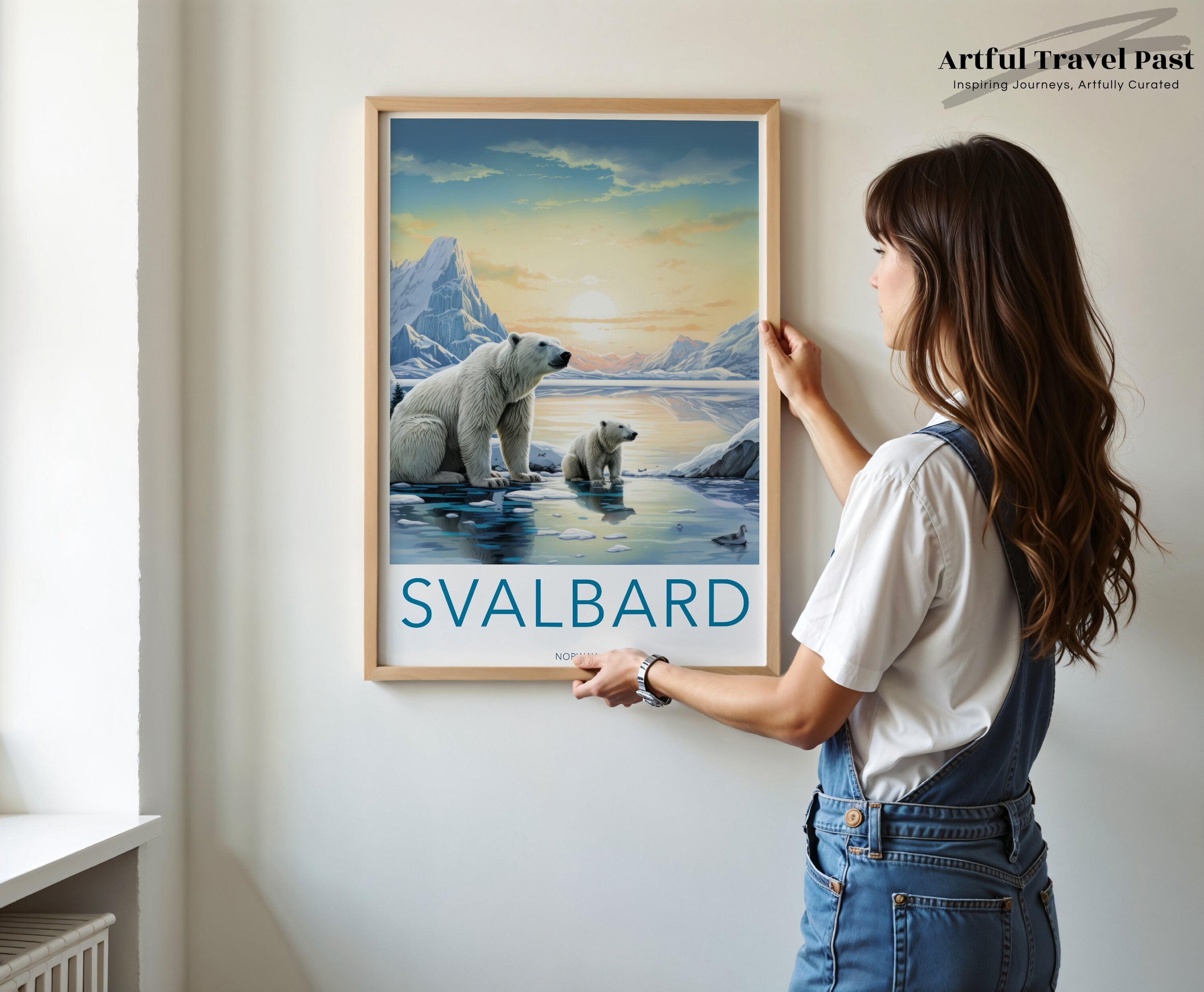 Svalbard Norway Wall Art, Polar Bear Artwork, Arctic Landscape Print, Wildlife Home Decor, Ice Scenery Wall Poster, Contemporary Art