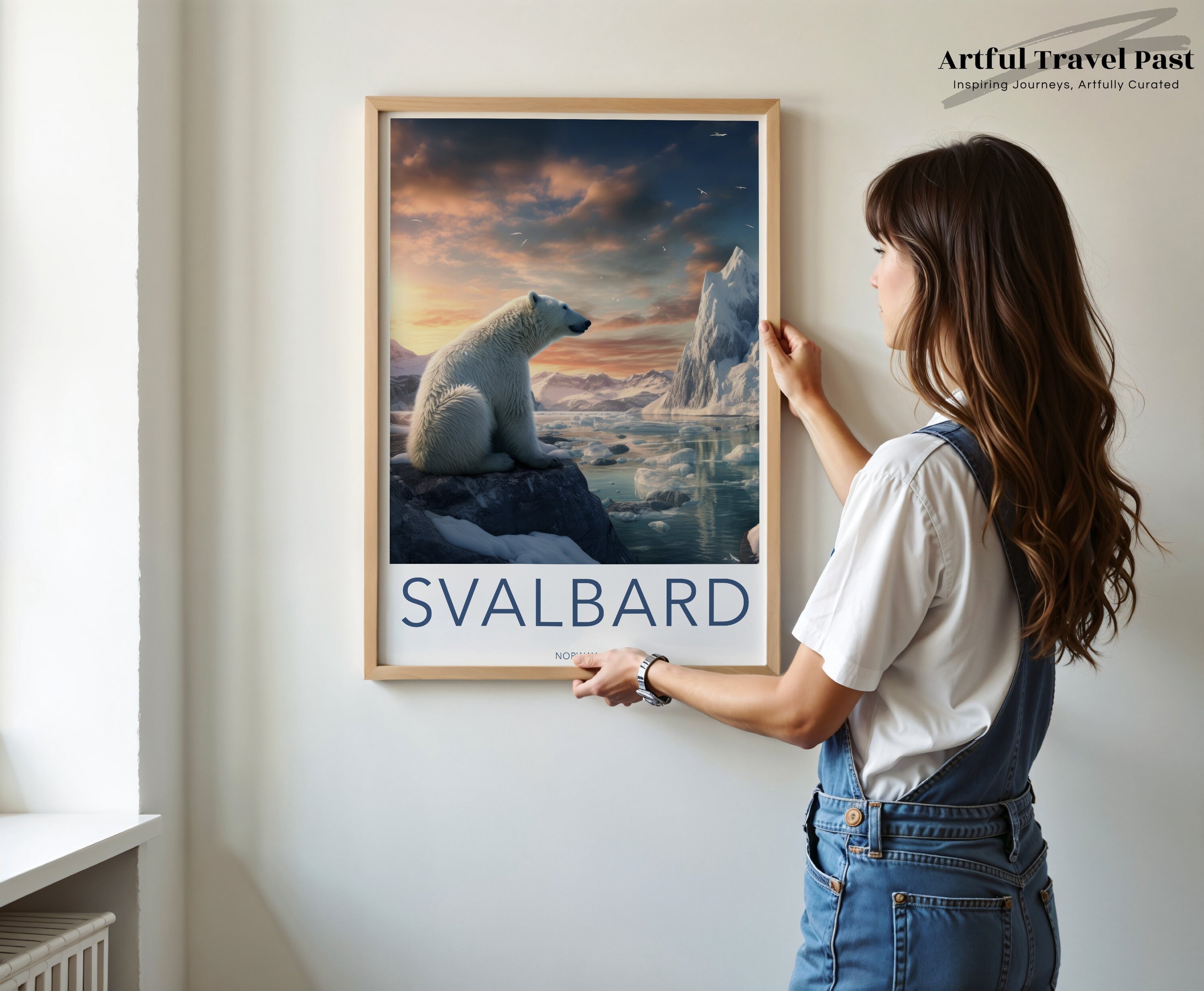 Arctic Polar Bear Landscape, Svalbard Scenic Wall Art, Norway Wilderness Print, Ice and Glacier Artwork, Nature Photography