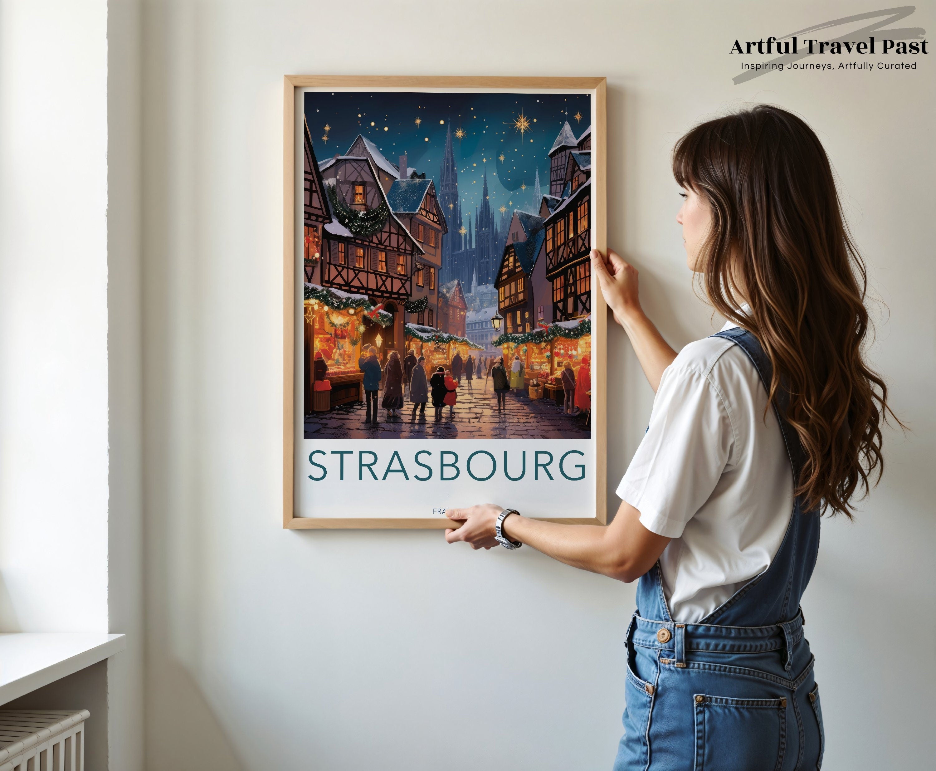 Strasbourg Christmas Market, European Holiday Destination, Winter Wonderland, Festive Wall Art, Historic City Print, Travel Poster