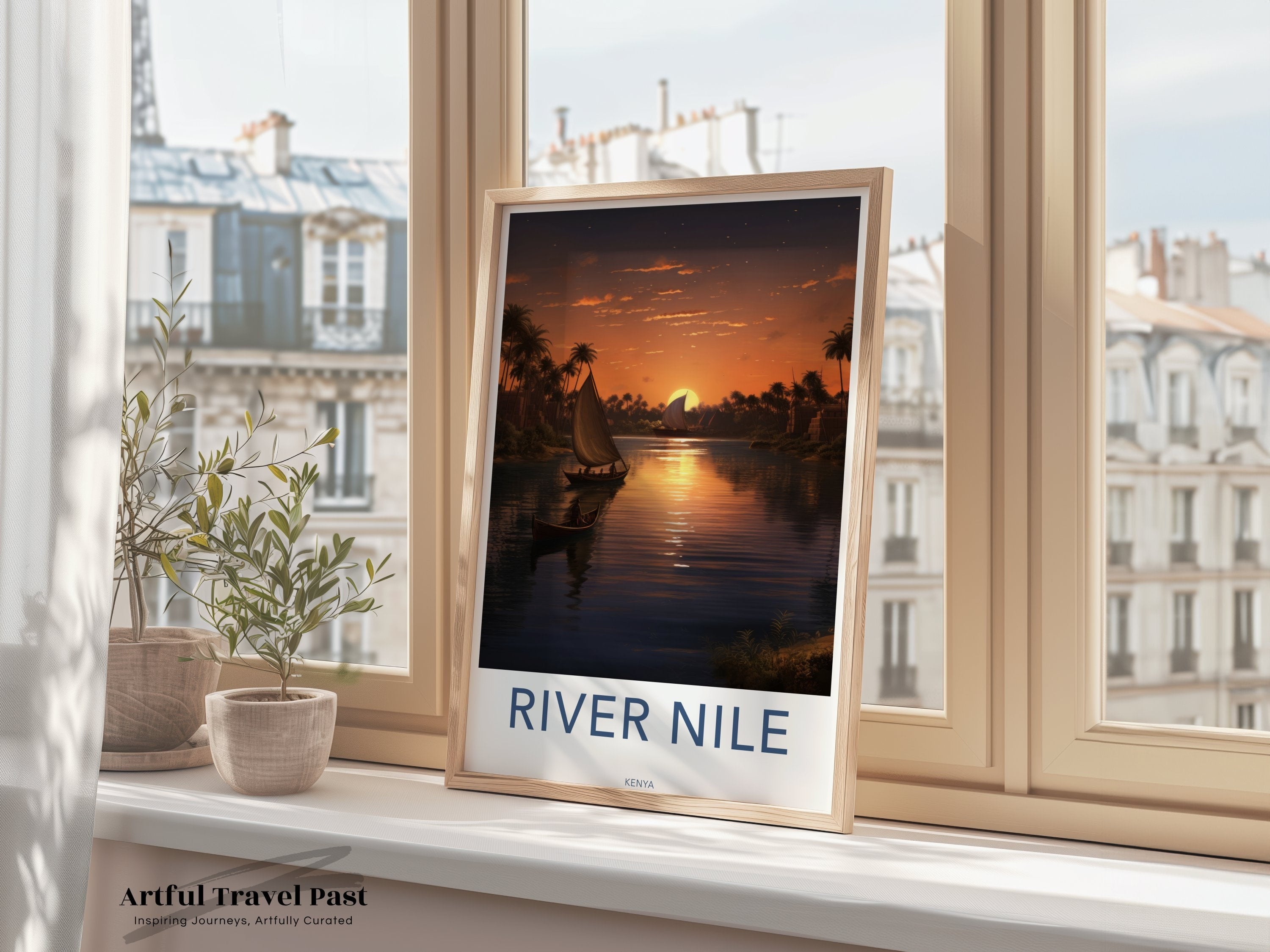 River Nile at Sunset Wall Art, Kenya Travel Decor, African Landscape Print, Home Office Decor, Boho Chic Wall Hanging, Nature Photography