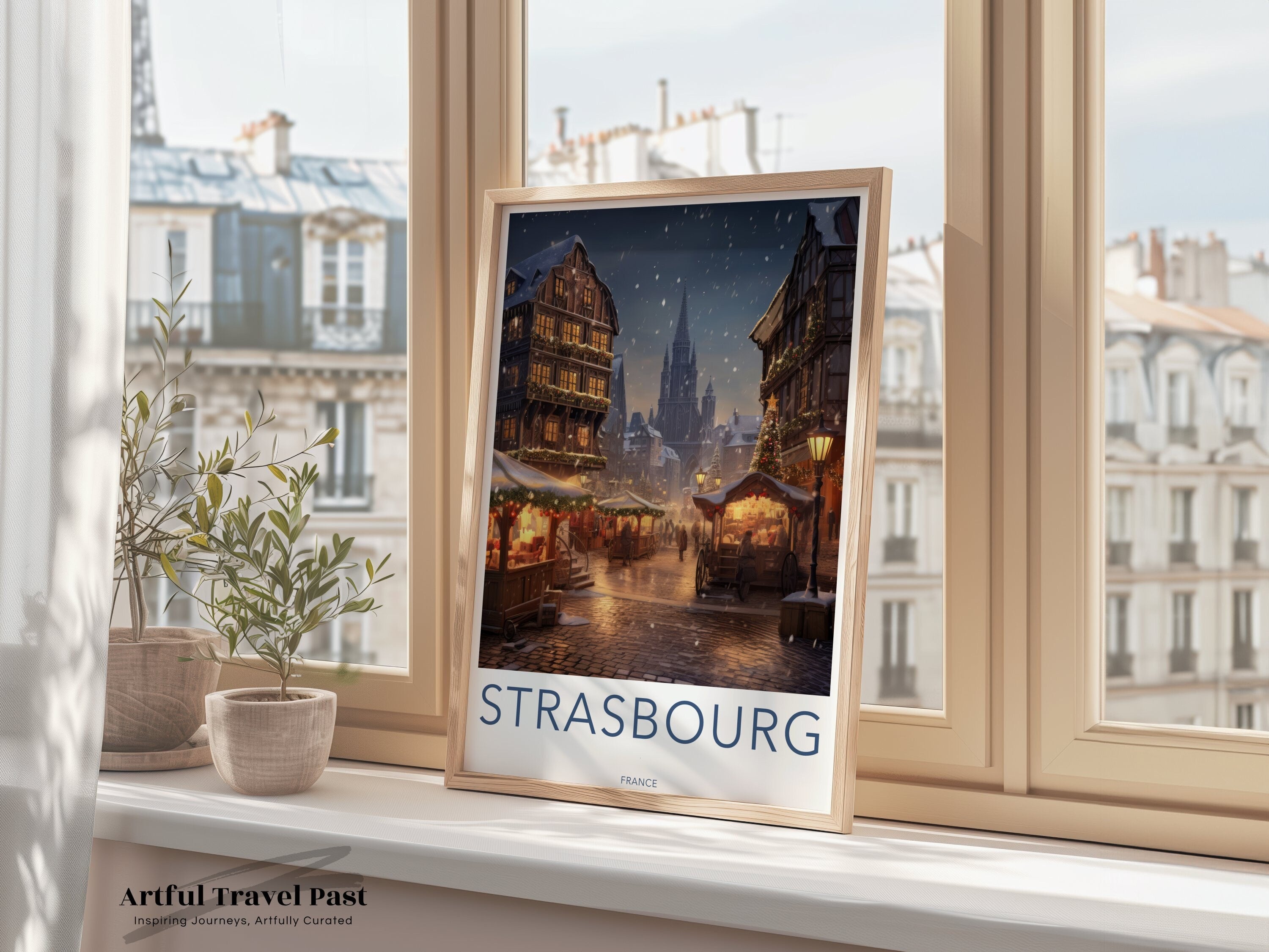 Strasbourg Wall Art, Historic Strasbourg Print, French Architecture Art, Strasbourg Decor, Holiday Season Print, Winter Scene Art, Europe