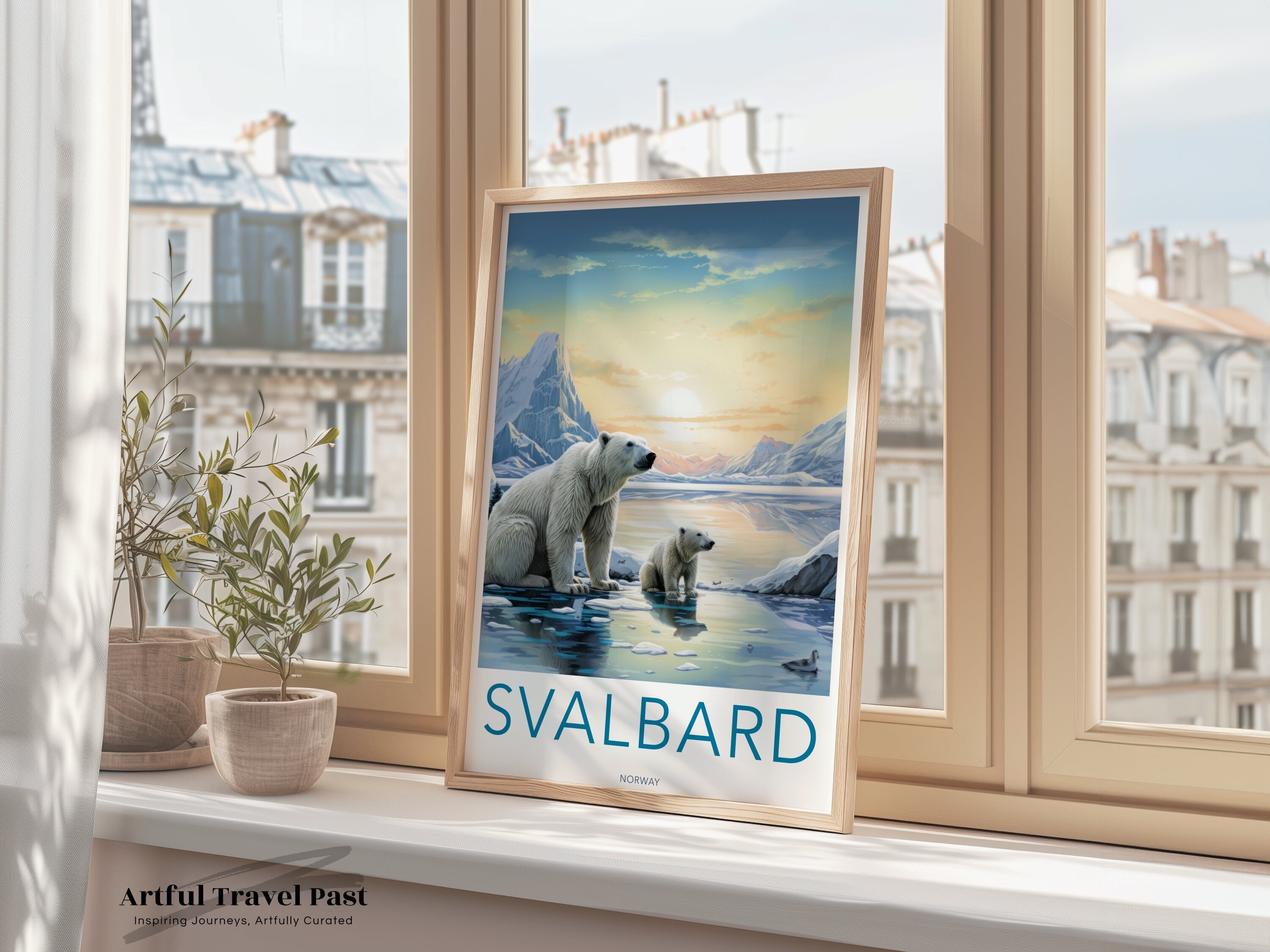 Svalbard Norway Wall Art, Polar Bear Artwork, Arctic Landscape Print, Wildlife Home Decor, Ice Scenery Wall Poster, Contemporary Art