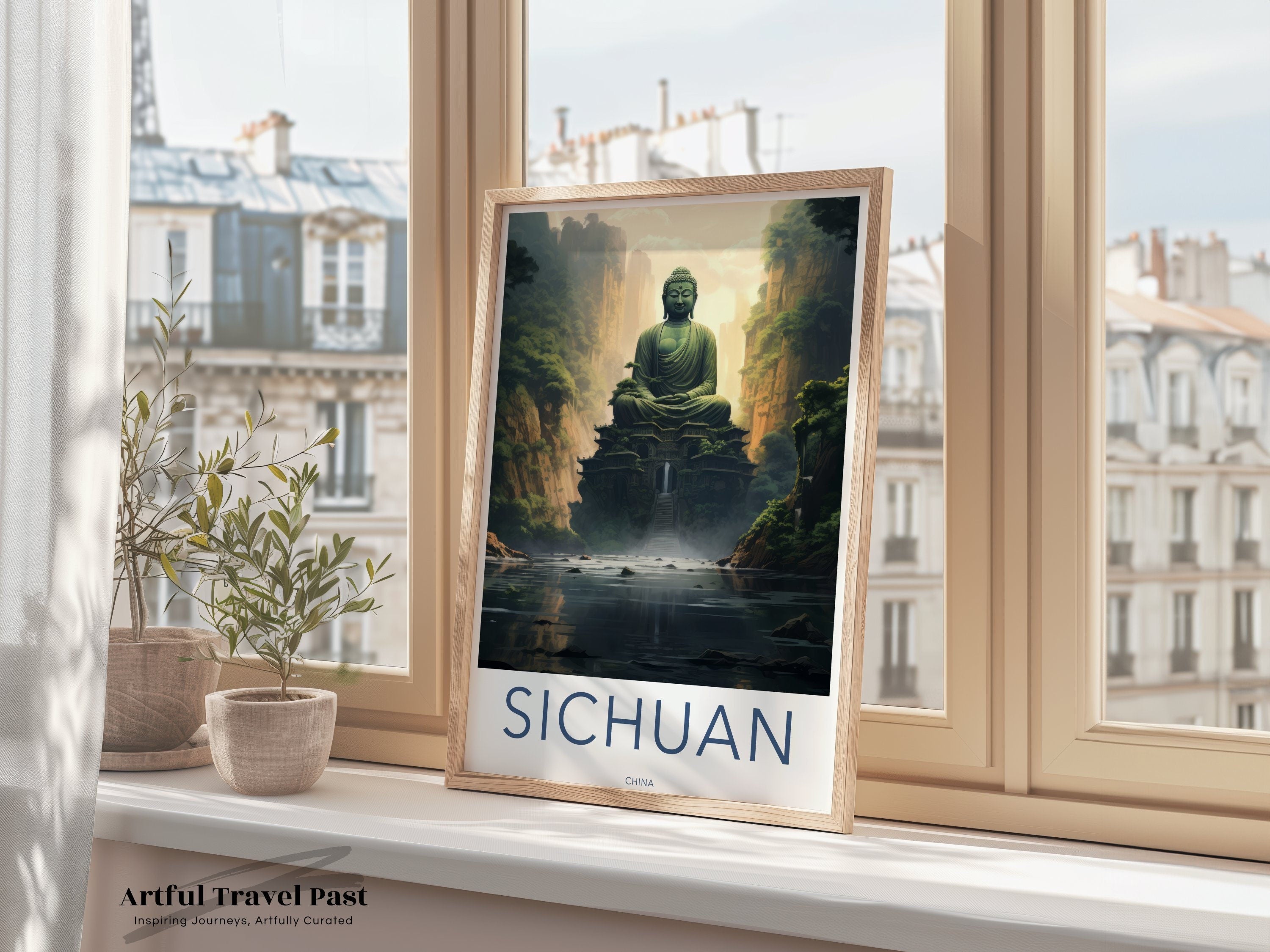 Sichuan Wall Art, Chinese Culture Poster, Historical Landmark Print, Nature and Architecture Decor, Travel Art, Gift Idea