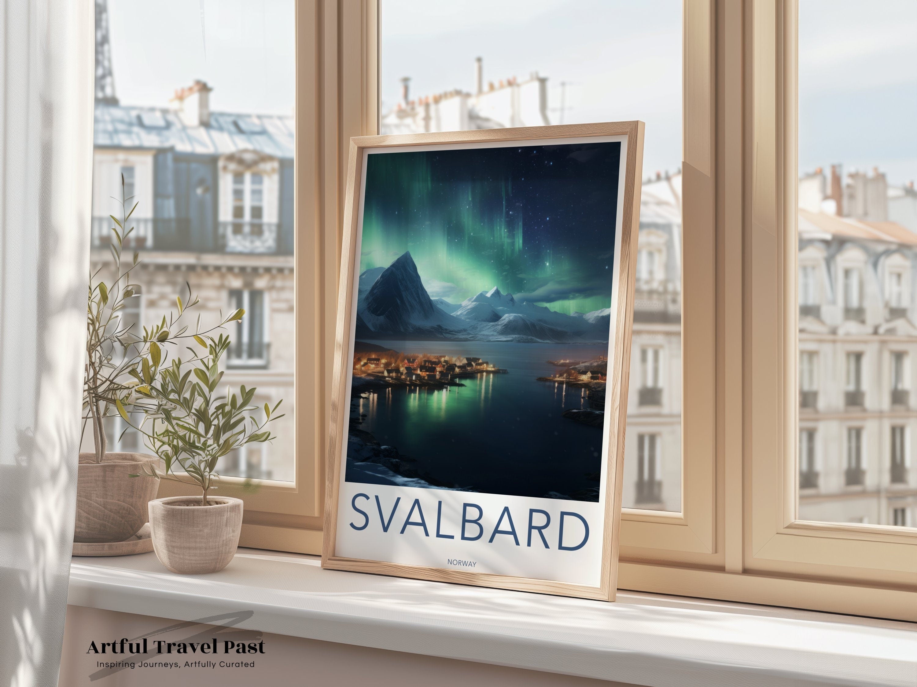 Svalbard Norway Wall Art, Northern Lights Print, Scenic Winter Landscape, Arctic Night Sky, Nordic Home Decor, Nature Photography