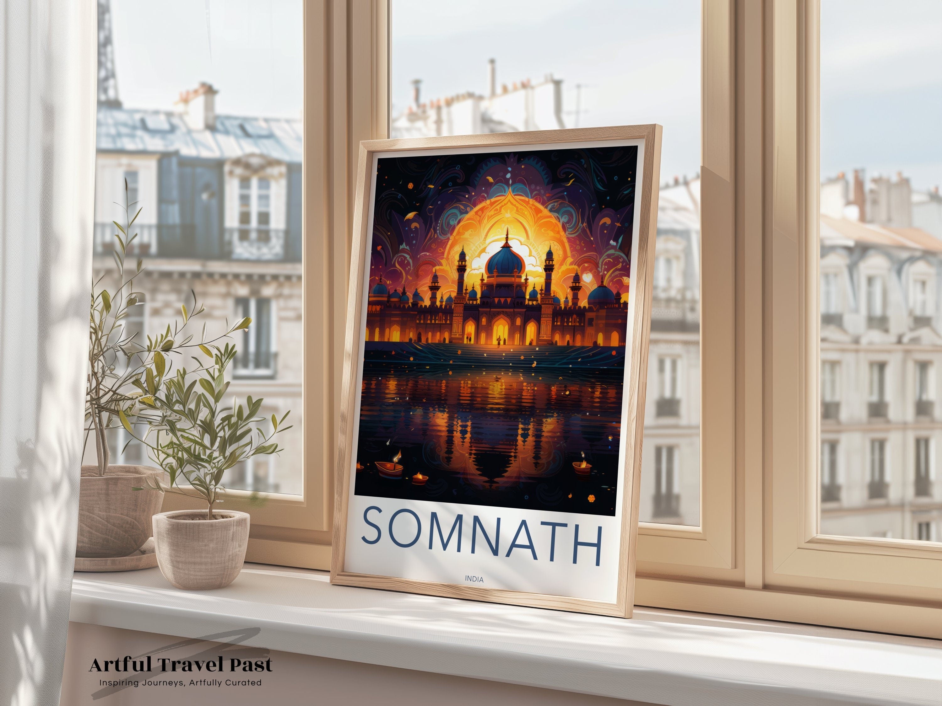 Somnath Wall Art Print, Ancient Marvel Poster, Indian Heritage Decor, Inspirational Travel Artwork, Cultural Landmark Print