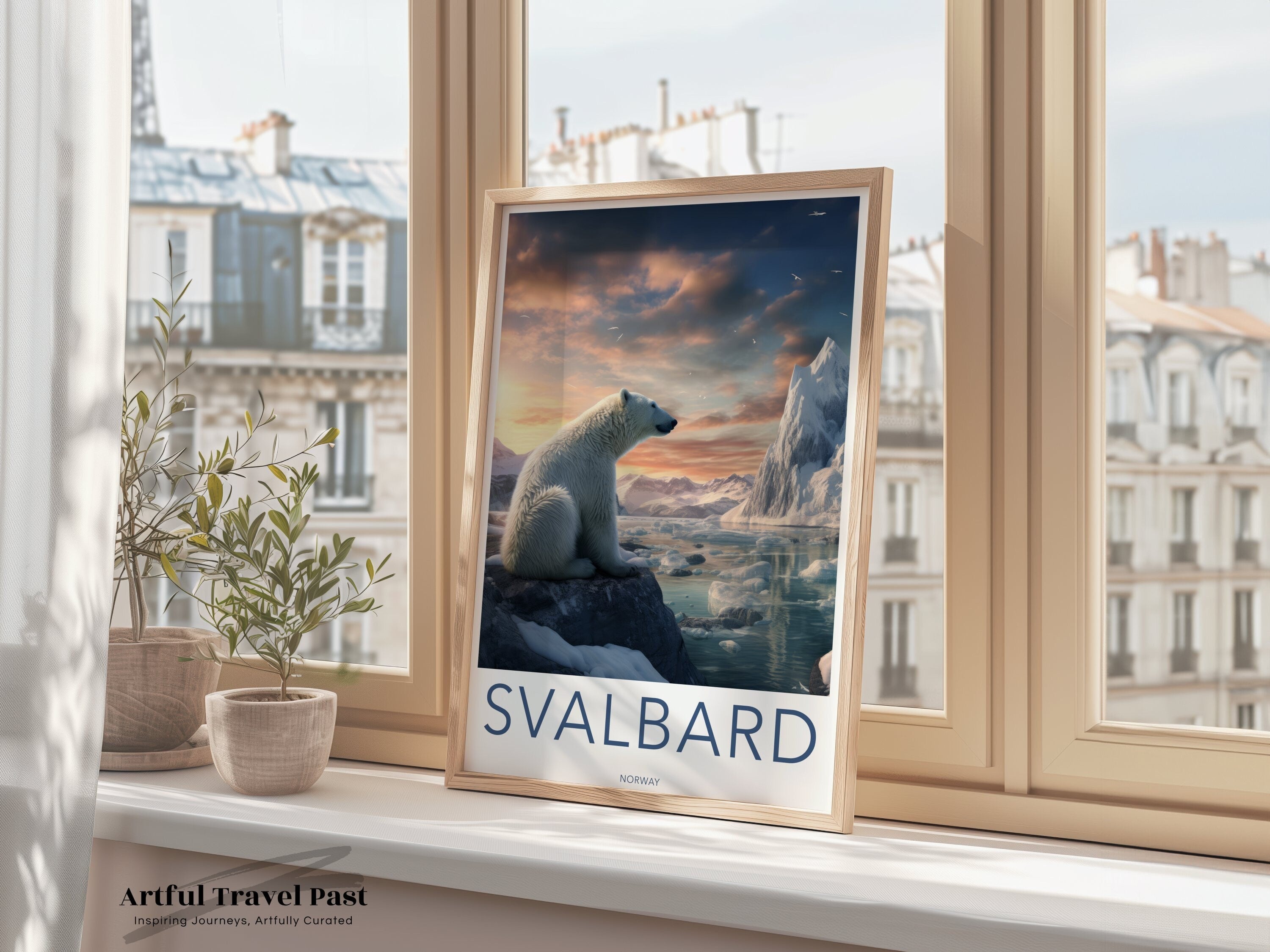 Arctic Polar Bear Landscape, Svalbard Scenic Wall Art, Norway Wilderness Print, Ice and Glacier Artwork, Nature Photography