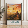 Wall Art Bagan Poster | Sunrise Over Pagodas | Myanmar Wall Art