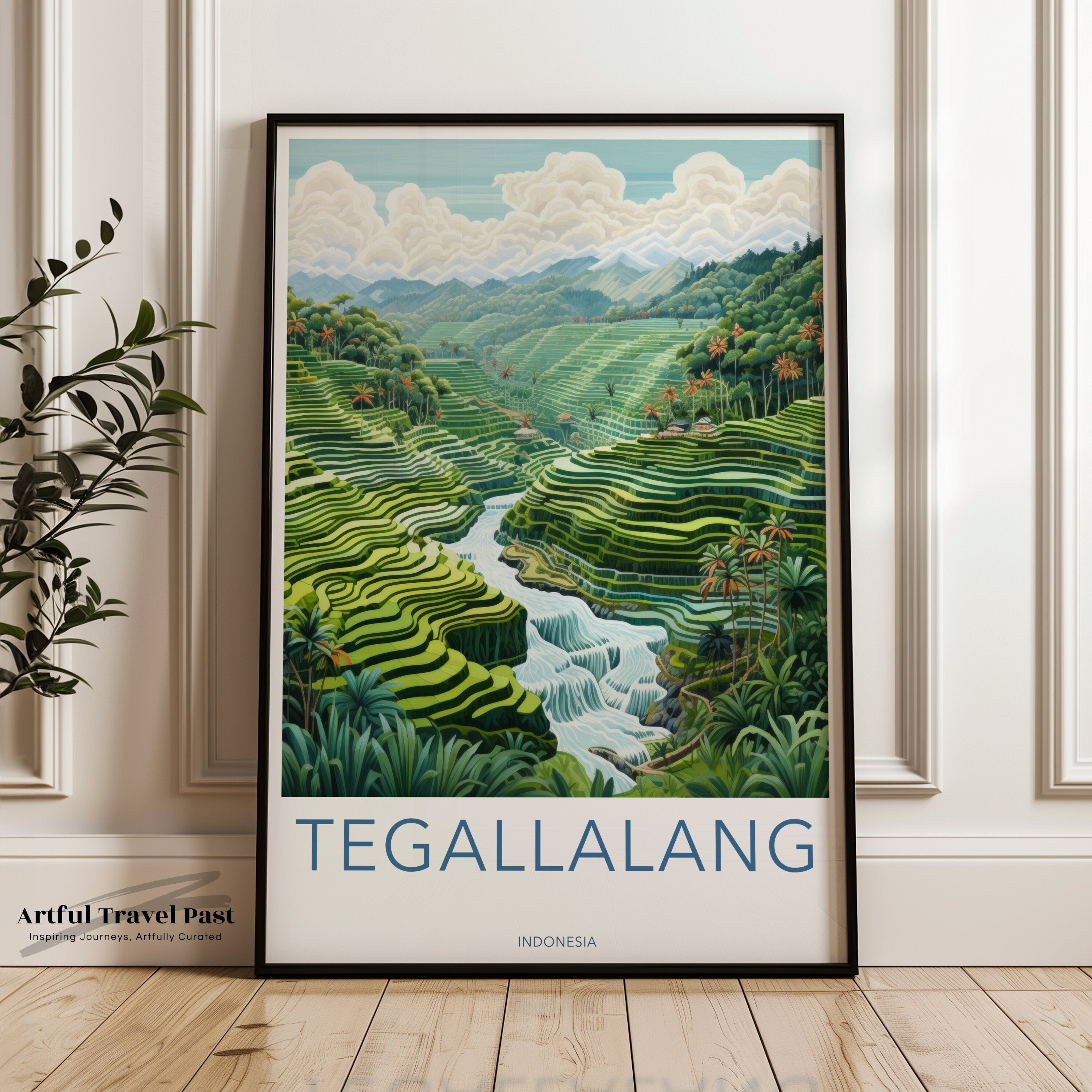 Tegallalang Rice Terraces Wall Art Print, Bali Landscape Artwork, Indonesian Scenic View, Nature-Inspired Home Decor, Travel Poster