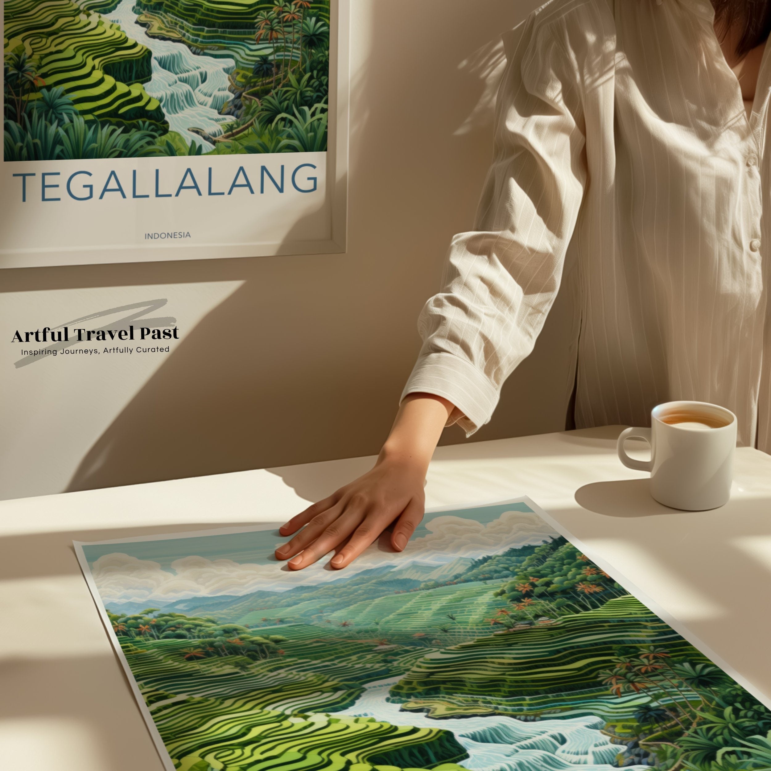 Tegallalang Rice Terraces Wall Art Print, Bali Landscape Artwork, Indonesian Scenic View, Nature-Inspired Home Decor, Travel Poster