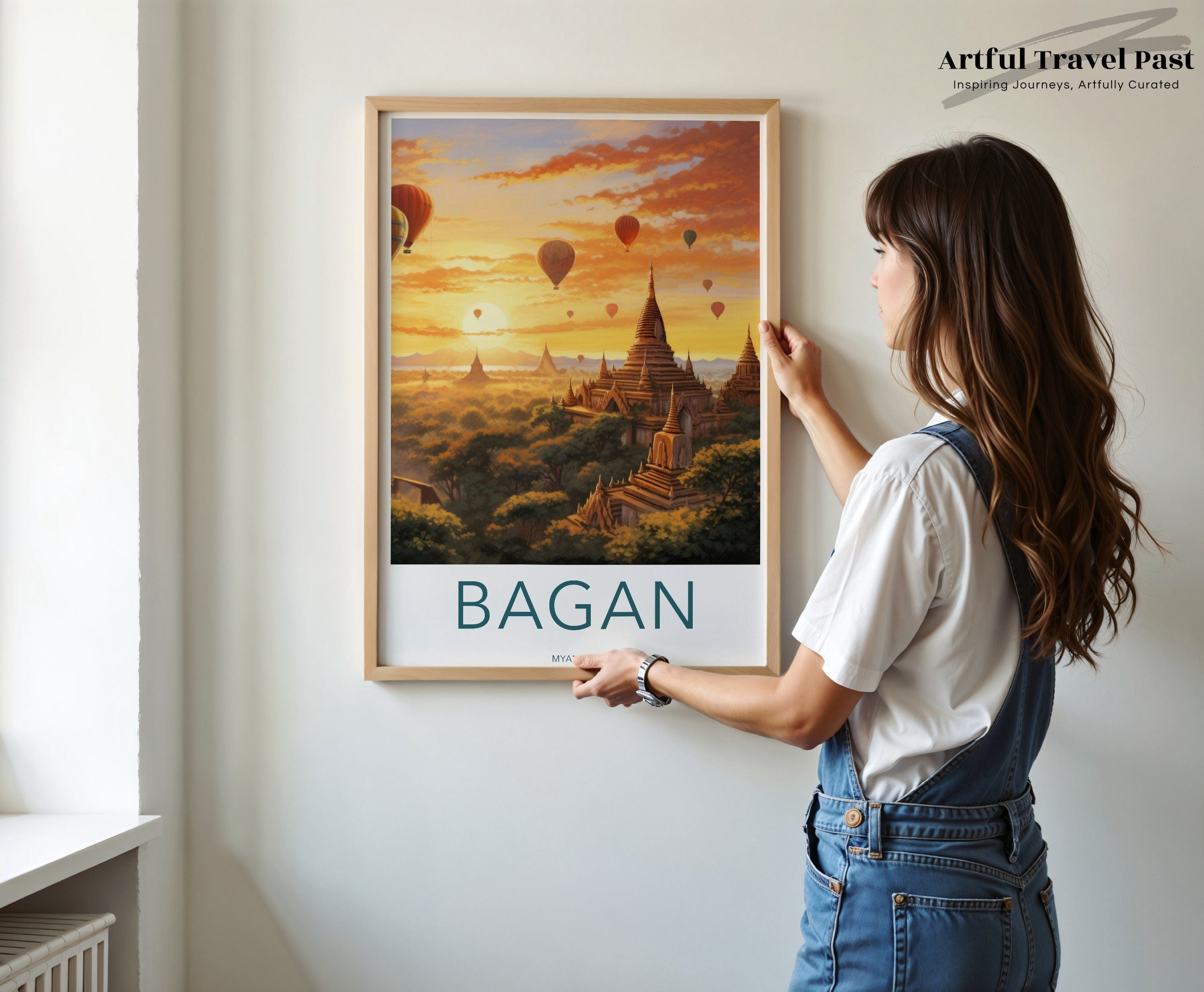 Wall Art Bagan Poster | Sunrise Over Pagodas | Myanmar Wall Art