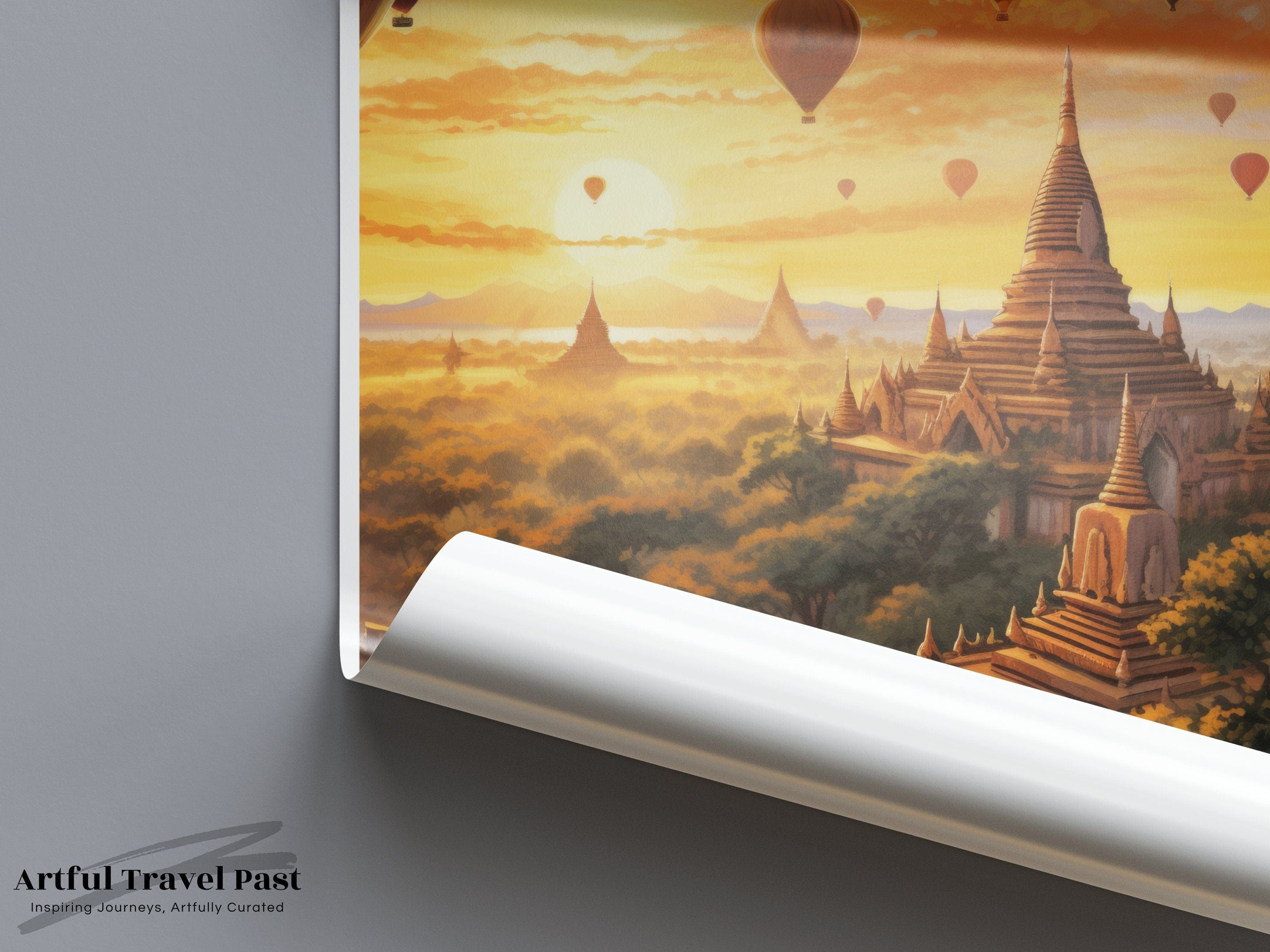 Wall Art Bagan Poster | Sunrise Over Pagodas | Myanmar Wall Art