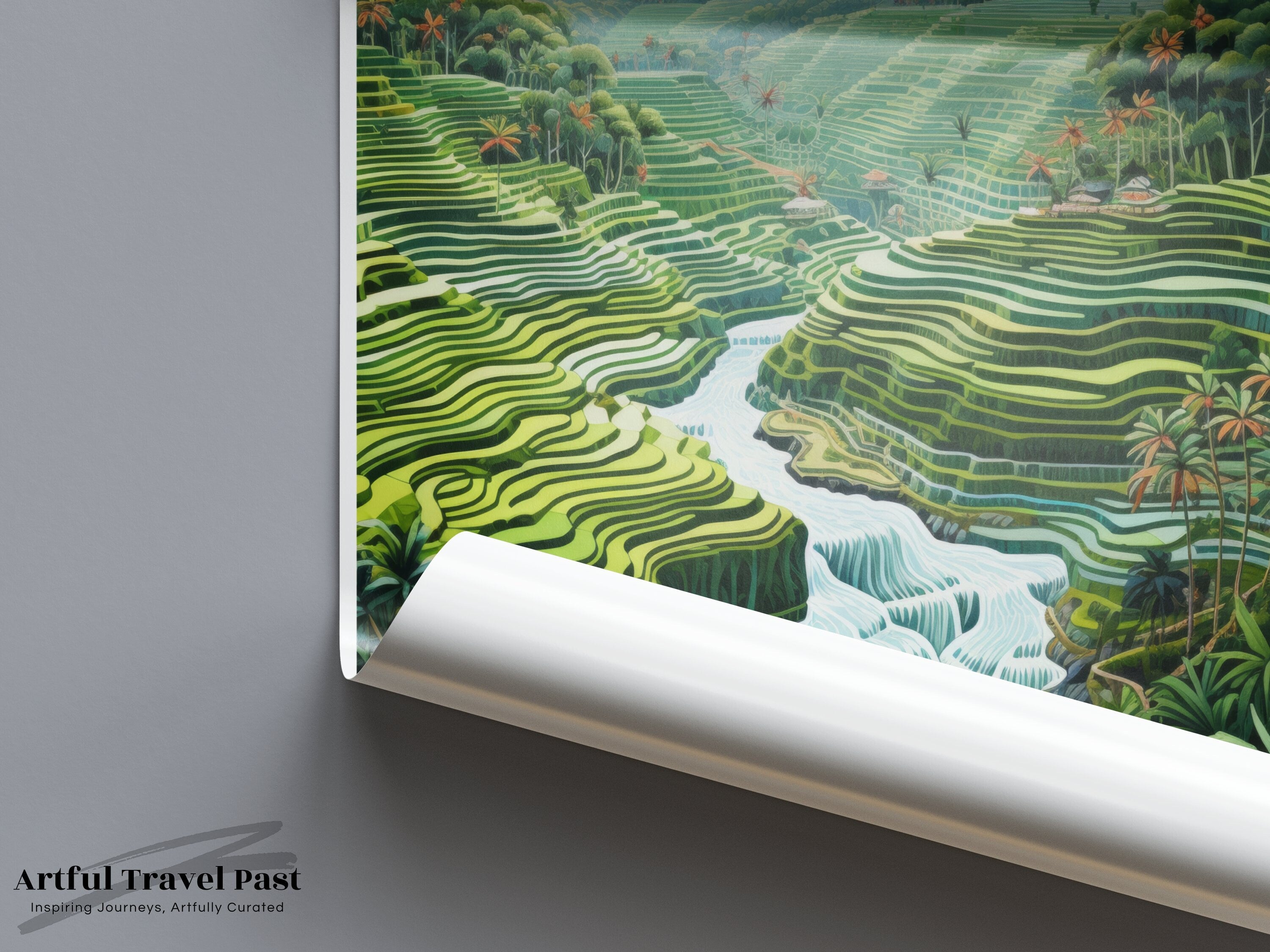 Tegallalang Rice Terraces Wall Art Print, Bali Landscape Artwork, Indonesian Scenic View, Nature-Inspired Home Decor, Travel Poster