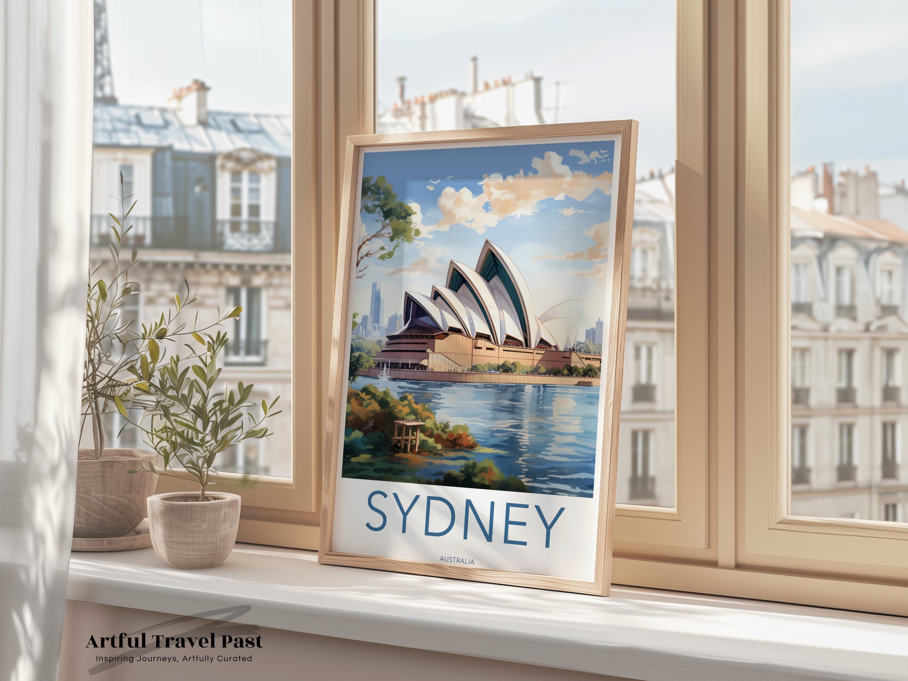 Sydney Opera House Wall Art Print, Australia Travel Poster, Famous Landmark Illustration, Modern Home Decor, Scenic Australian Artwork