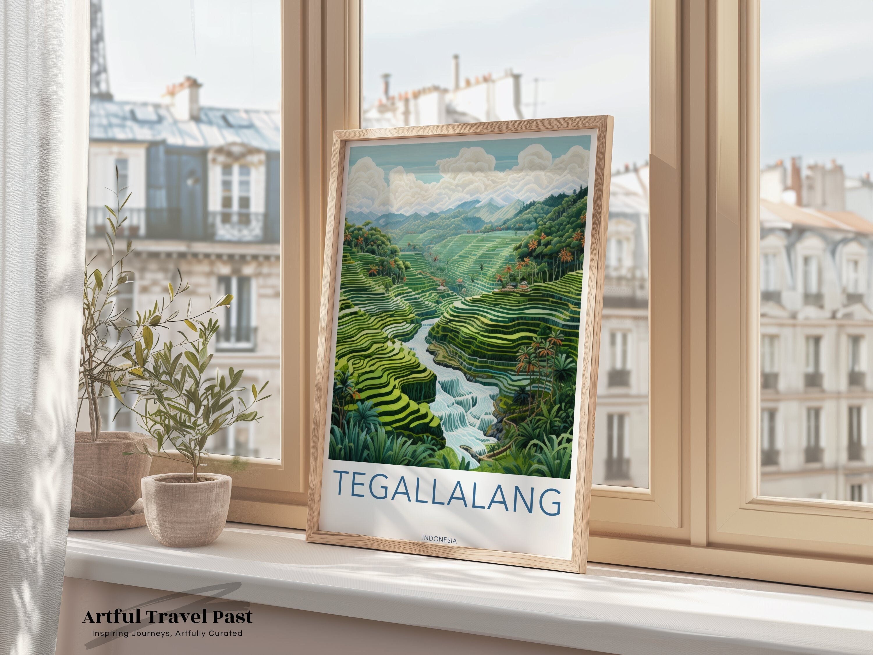 Tegallalang Rice Terraces Wall Art Print, Bali Landscape Artwork, Indonesian Scenic View, Nature-Inspired Home Decor, Travel Poster