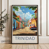 Vibrant Cuba Wall Art Trinidad Street Colorful Houses Vintage Car Cuban Cityscape Print Travel Decor Home Office