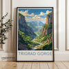 Trigrad Gorge Wall Art Print, Bulgaria Scenic Landscape Illustration, Nature Inspired Home Decor, Travel Destination Poster