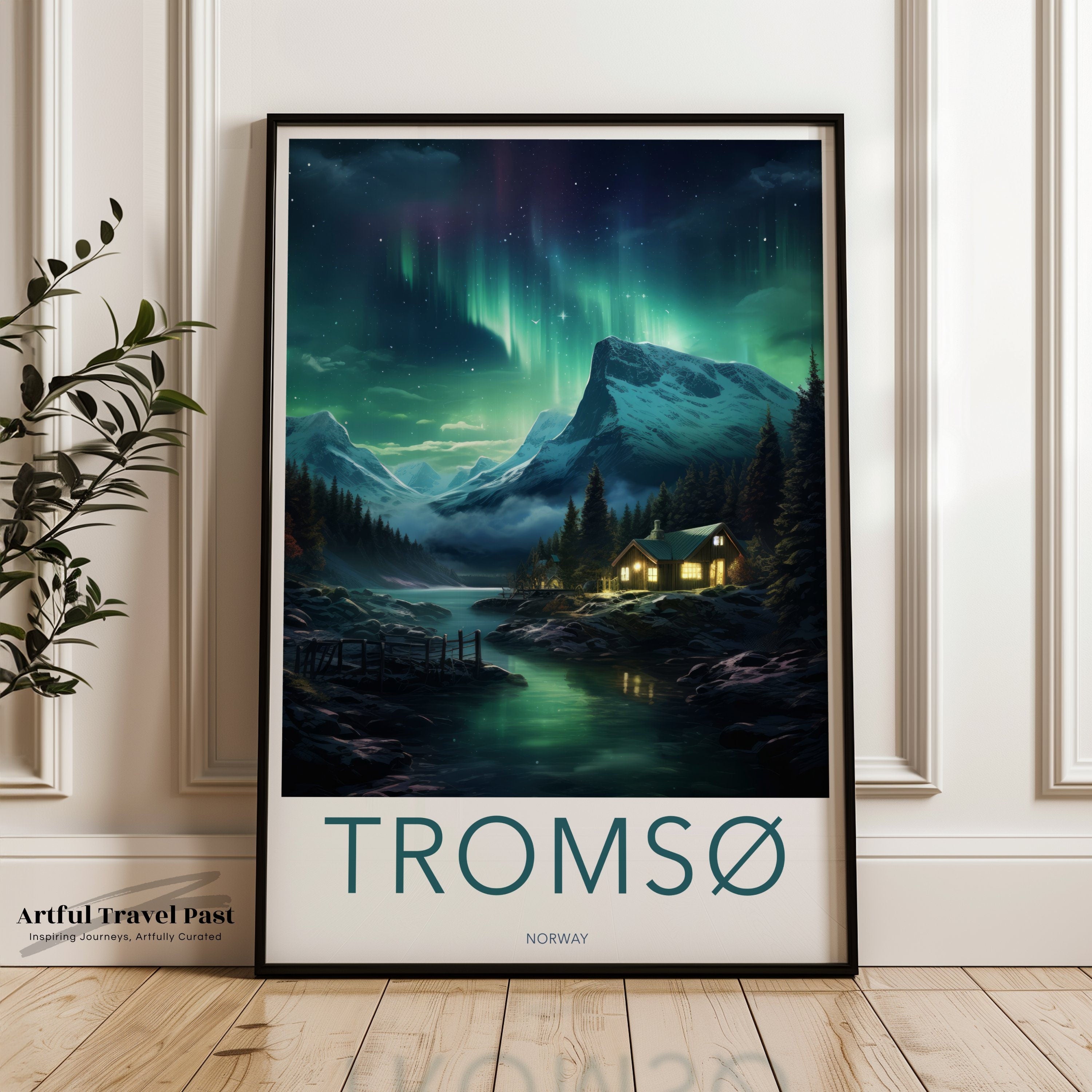 Tromsø Wall Art, Norway Northern Lights Poster, Scandinavian Landscape Print, Arctic Circle Decor, Home Office Wall Art