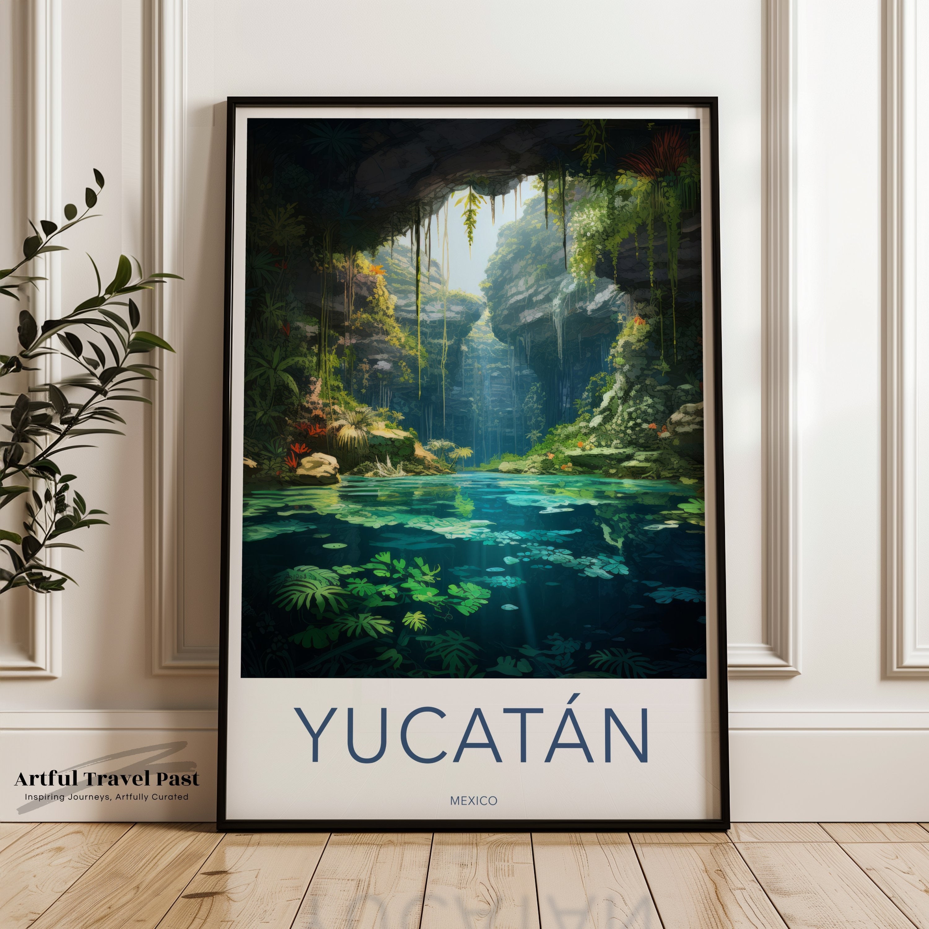 Yucatan Wall Art, Mexico Travel Poster, Mexican Cultural Print, Nature Landscape Artwork, Historical and Cultural Decor