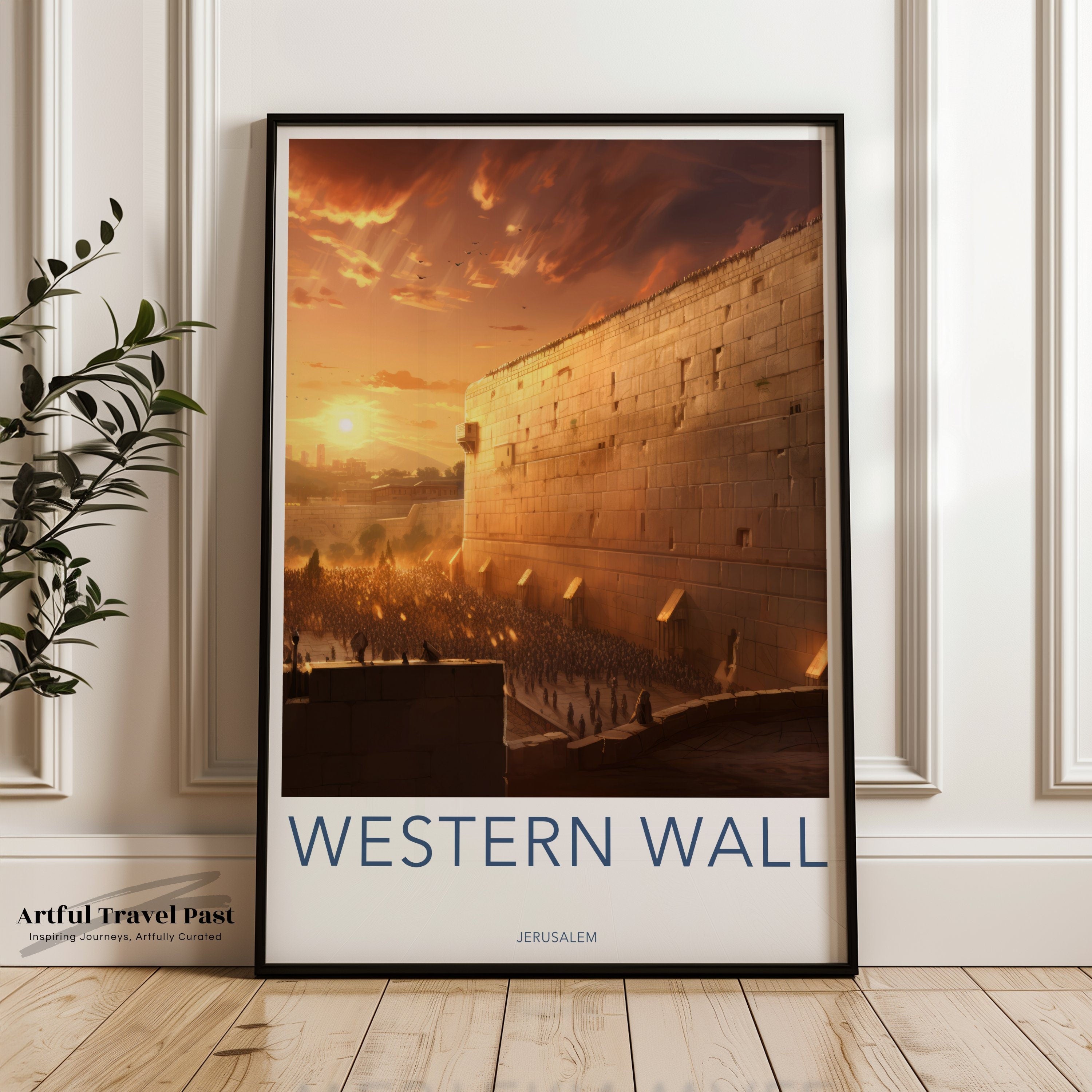 Western Wall Jerusalem Art, Sunset View Holy City Print, Historic Landmark Poster, Cultural Heritage Wall Decor, Spiritual Art Print