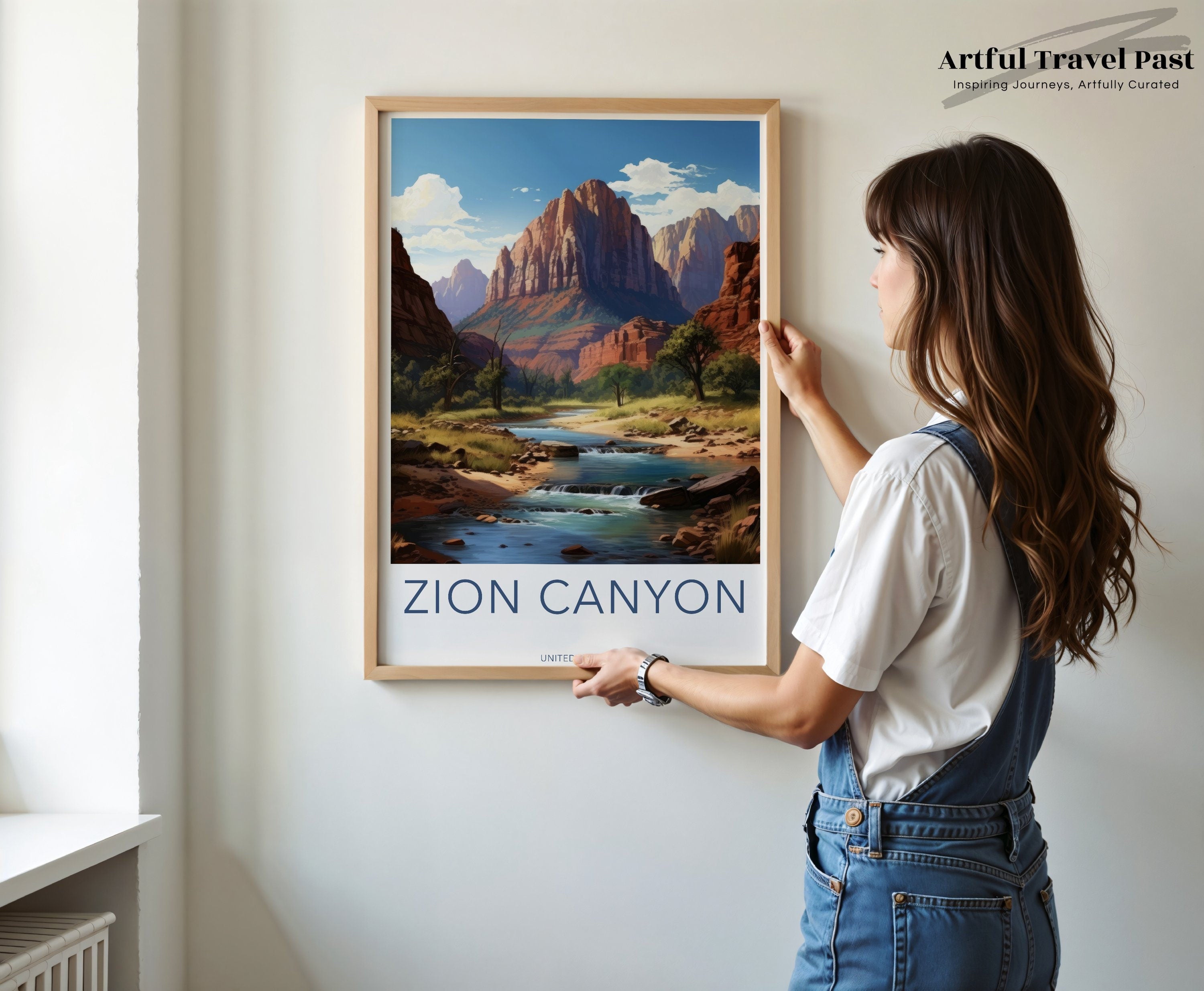 Zion Canyon Wall Art, Stunning National Park Landscape, Serene Nature, River and Mountain Poster, Scenic Utah Print, Home Decor